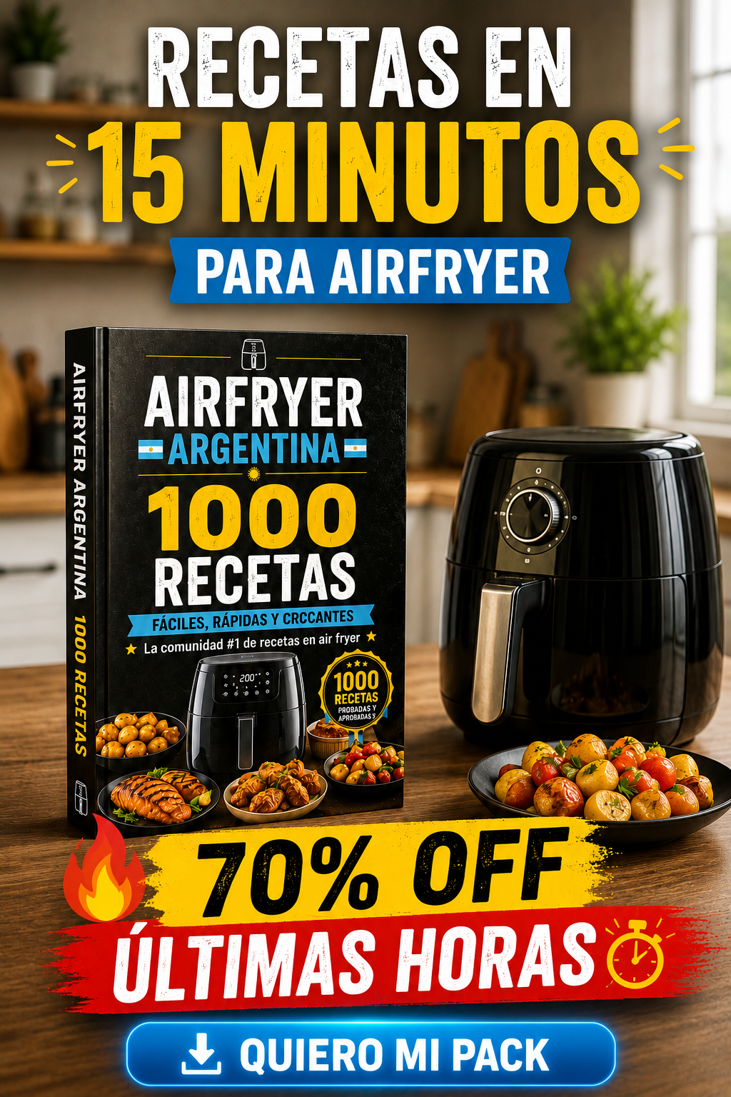 Recetas Air Fryer Argentina Facebook ad: Convertí tu Air Fryer en tu cocina principal Últimas horas…