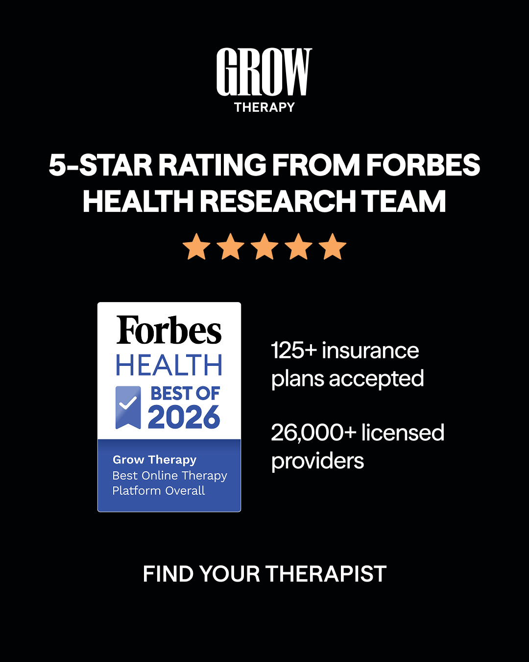 Grow Therapy Facebook ad: The therapy platform experts recommend