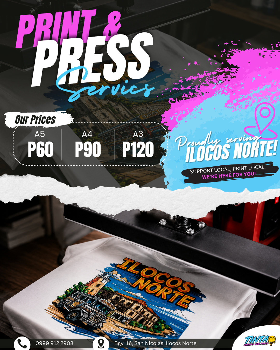 Tinta Designs and Prints Facebook ad: Quality Printing Ilocos Norte