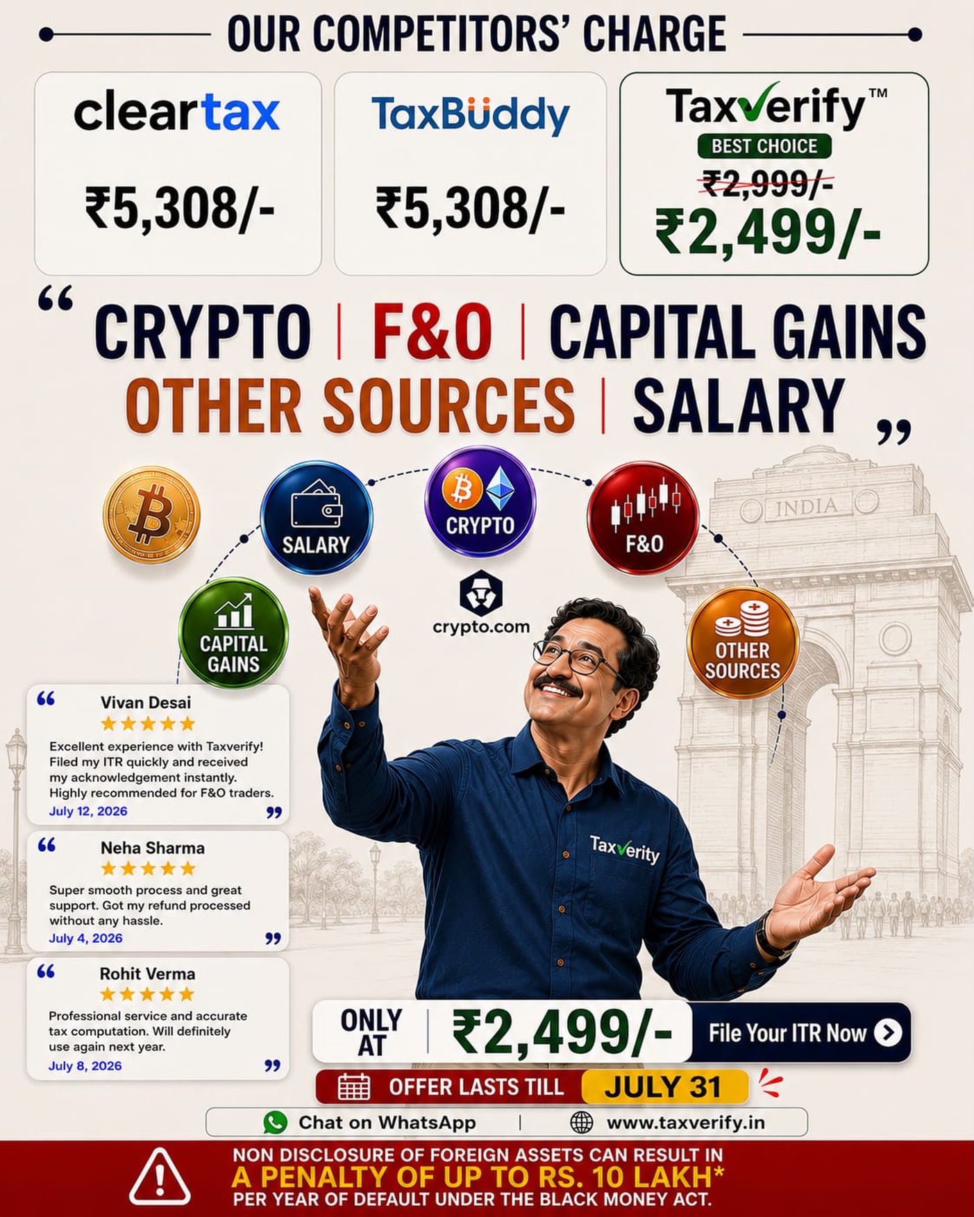 Taxverify Facebook ad: Still paying ₹5,000+ for ITR filing?
