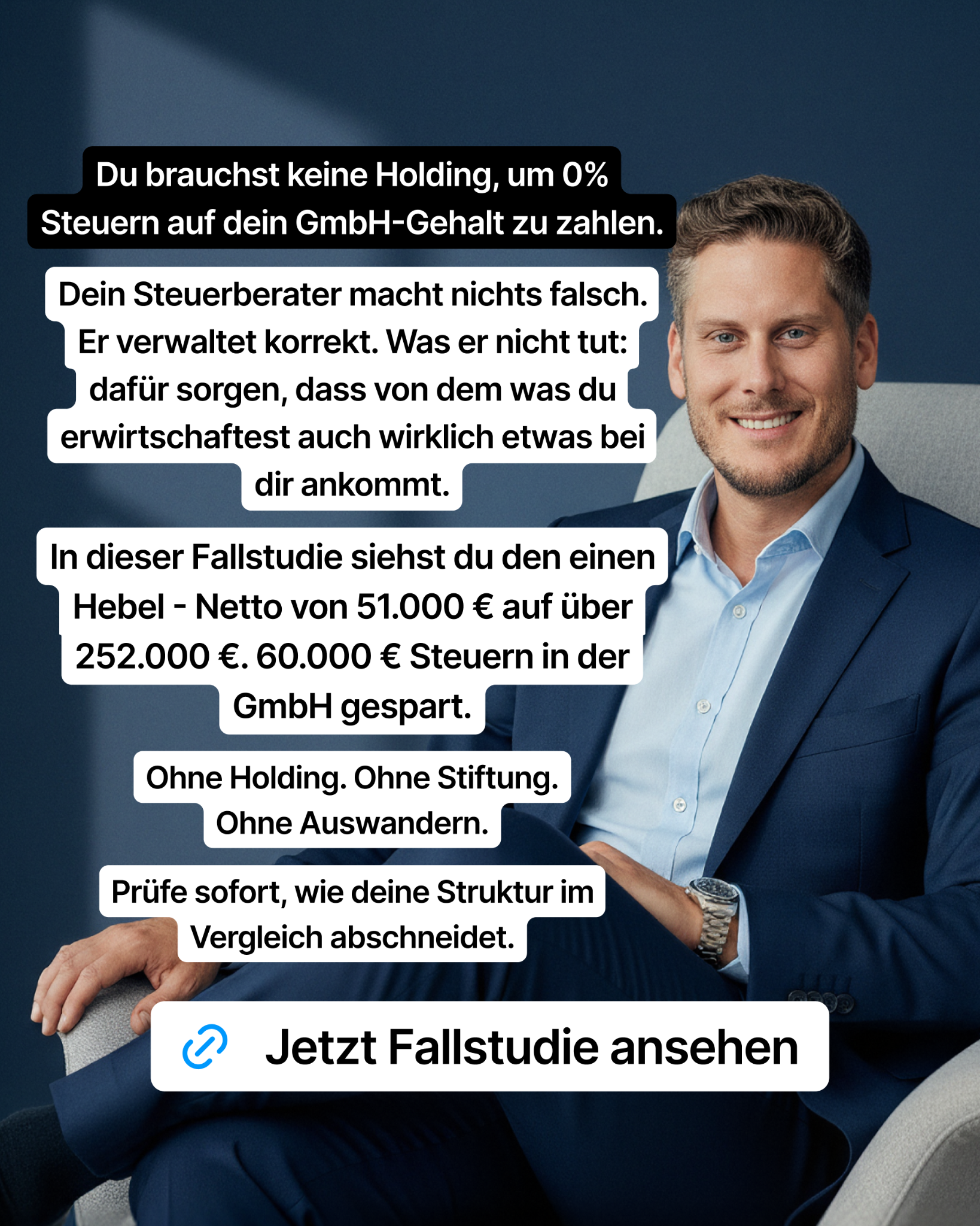 Marvin Großkrueger Facebook ad: Finde heraus, wie viel Steuer du legal sparen könntest