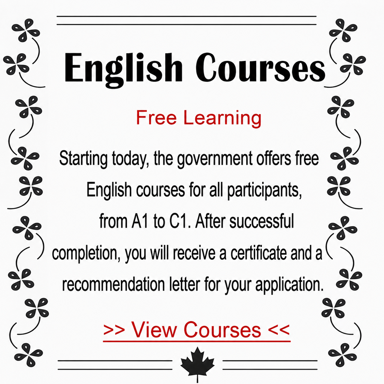 Freshmen Machamer Pinder Facebook ad: Online English Course With Certificate