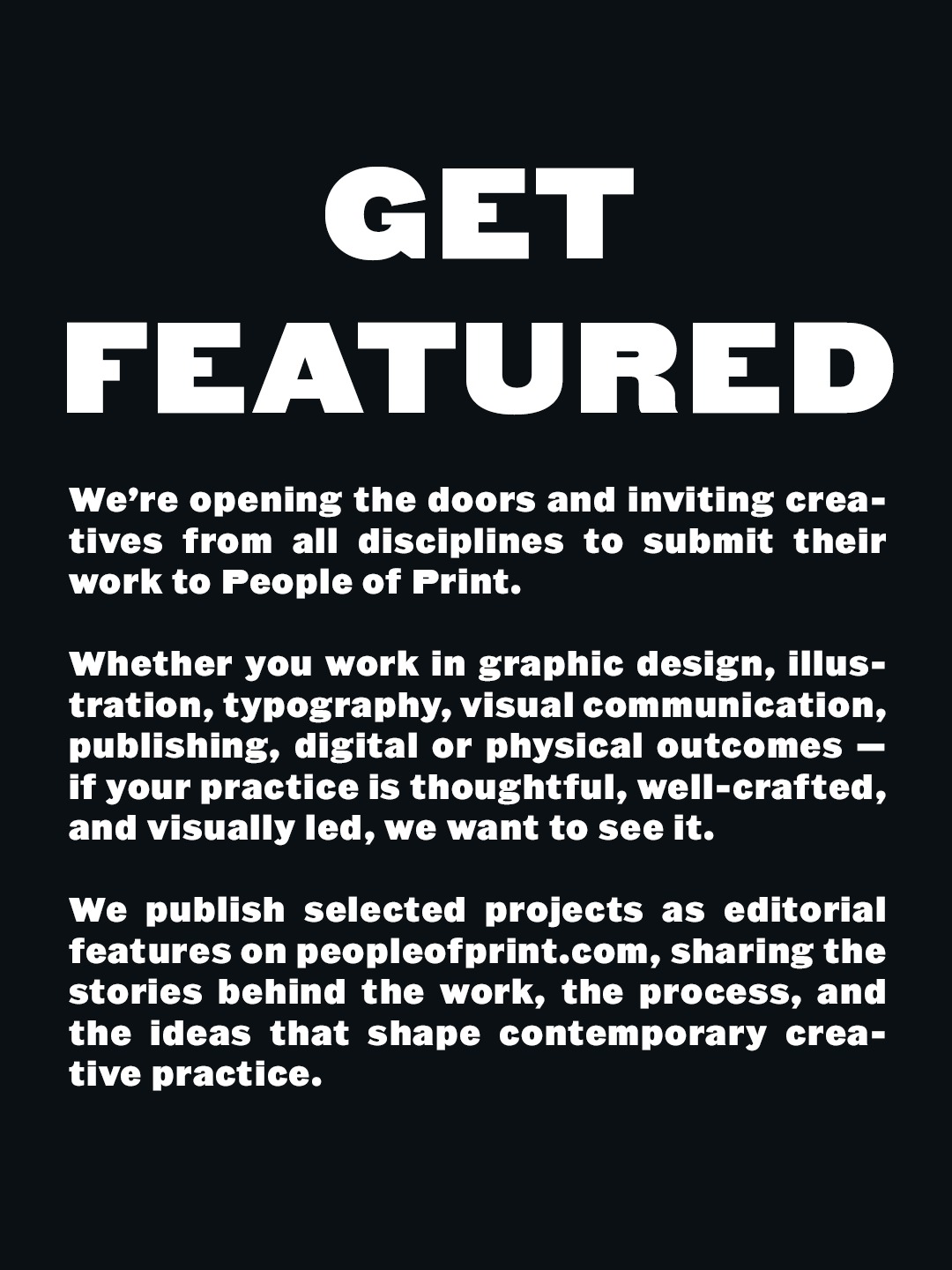 People of Print LTD Facebook ad: Get Featured on People of Print
