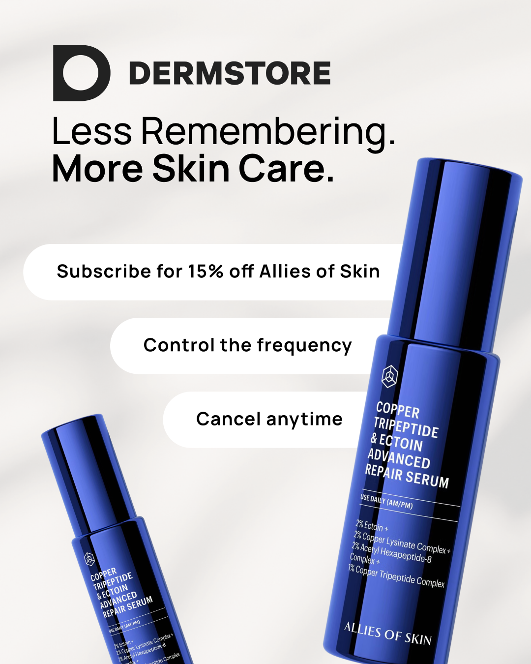 Dermstore Facebook ad: Never Run Out Again