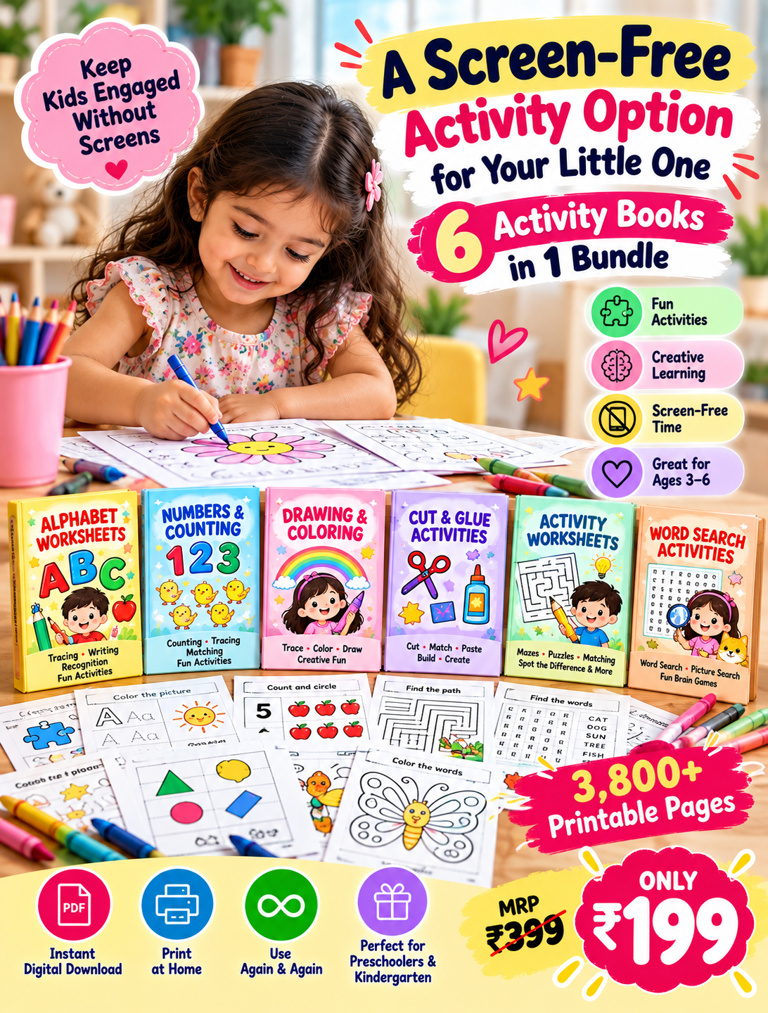JashnKit Facebook ad: 6 Kids Activity Books for Just ₹199