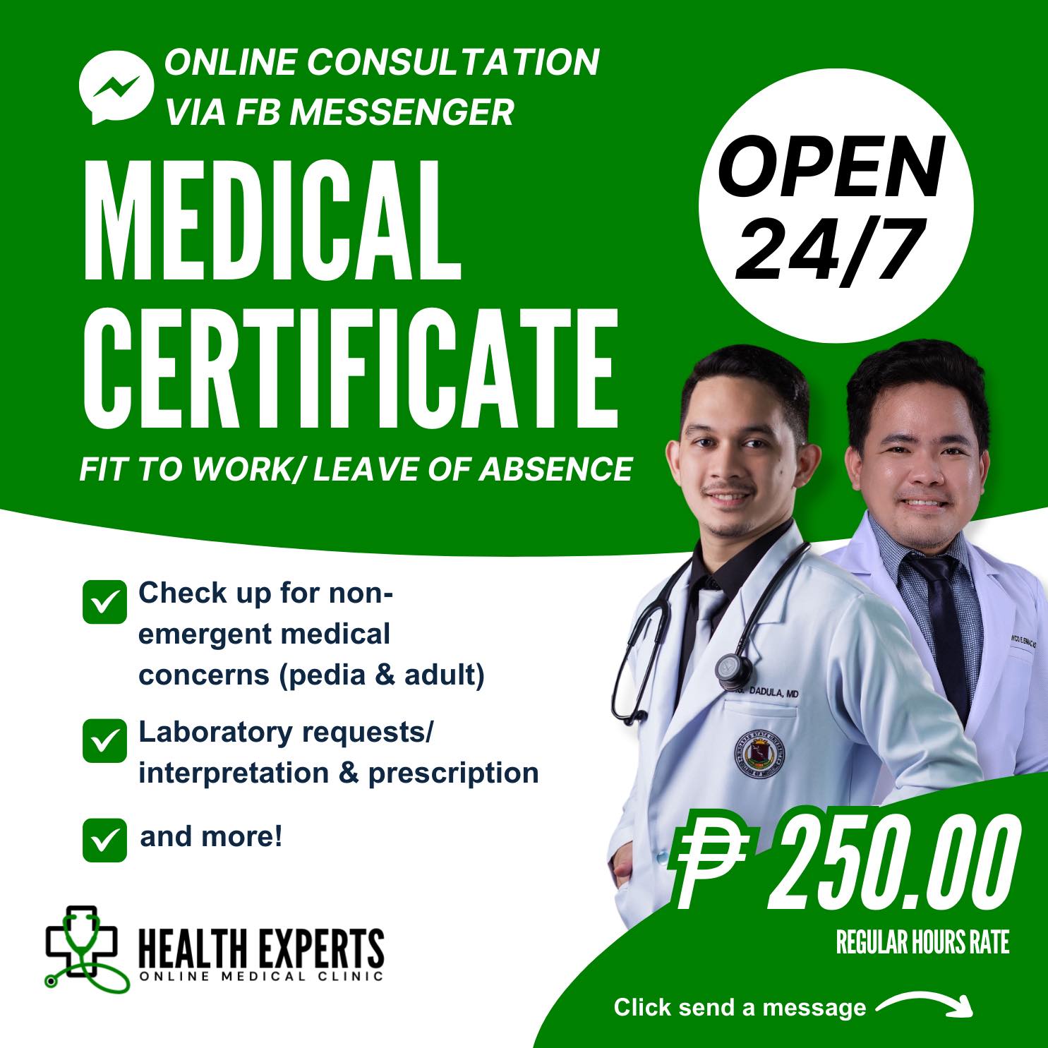 Health Experts Online Medical Clinic Facebook ad
