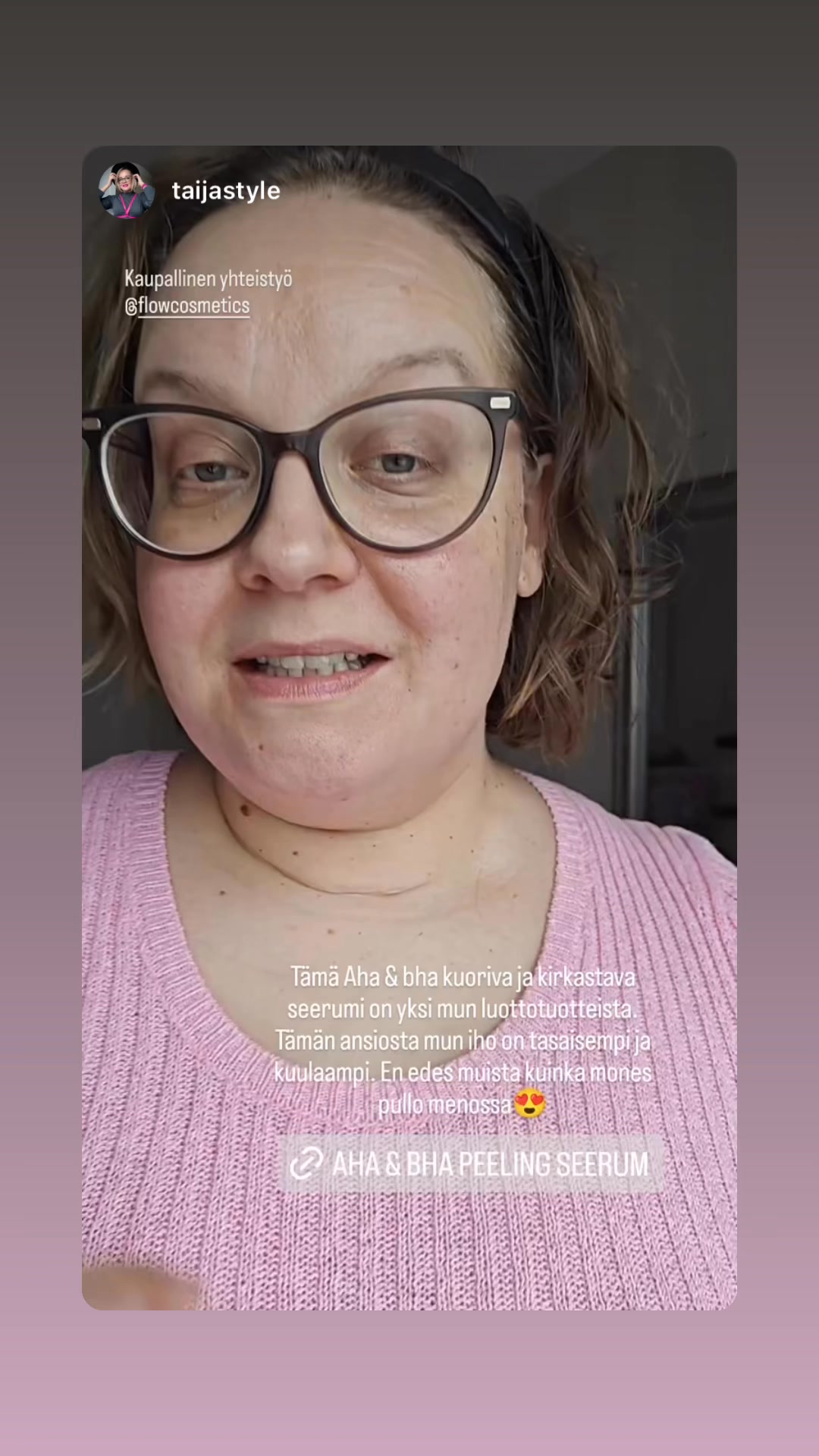 Flow Cosmetics Facebook ad: Kuori ja kirkasta ihoa hedelmähappojen avulla