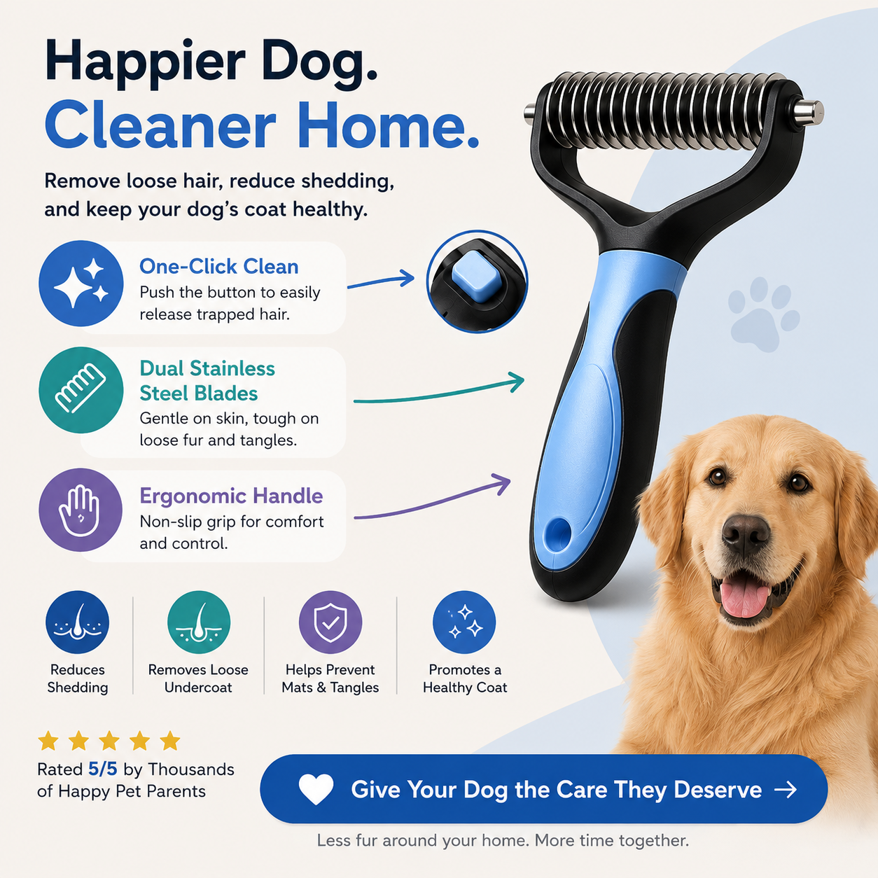 Golden Pawz Facebook ad: Reduce Shedding Up To 95%