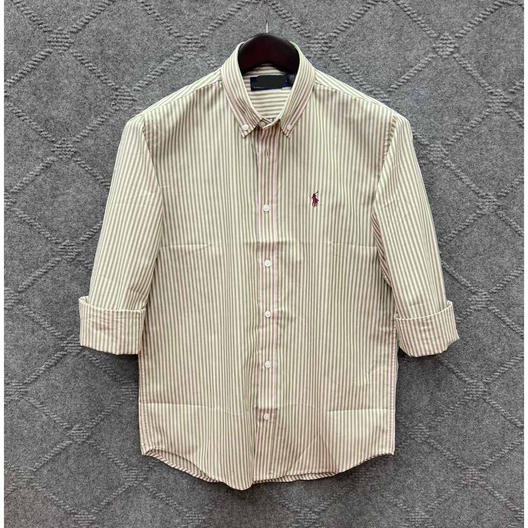 White Tailor Facebook ad: Light green white Stripe full sleeve premium cotton shirt…