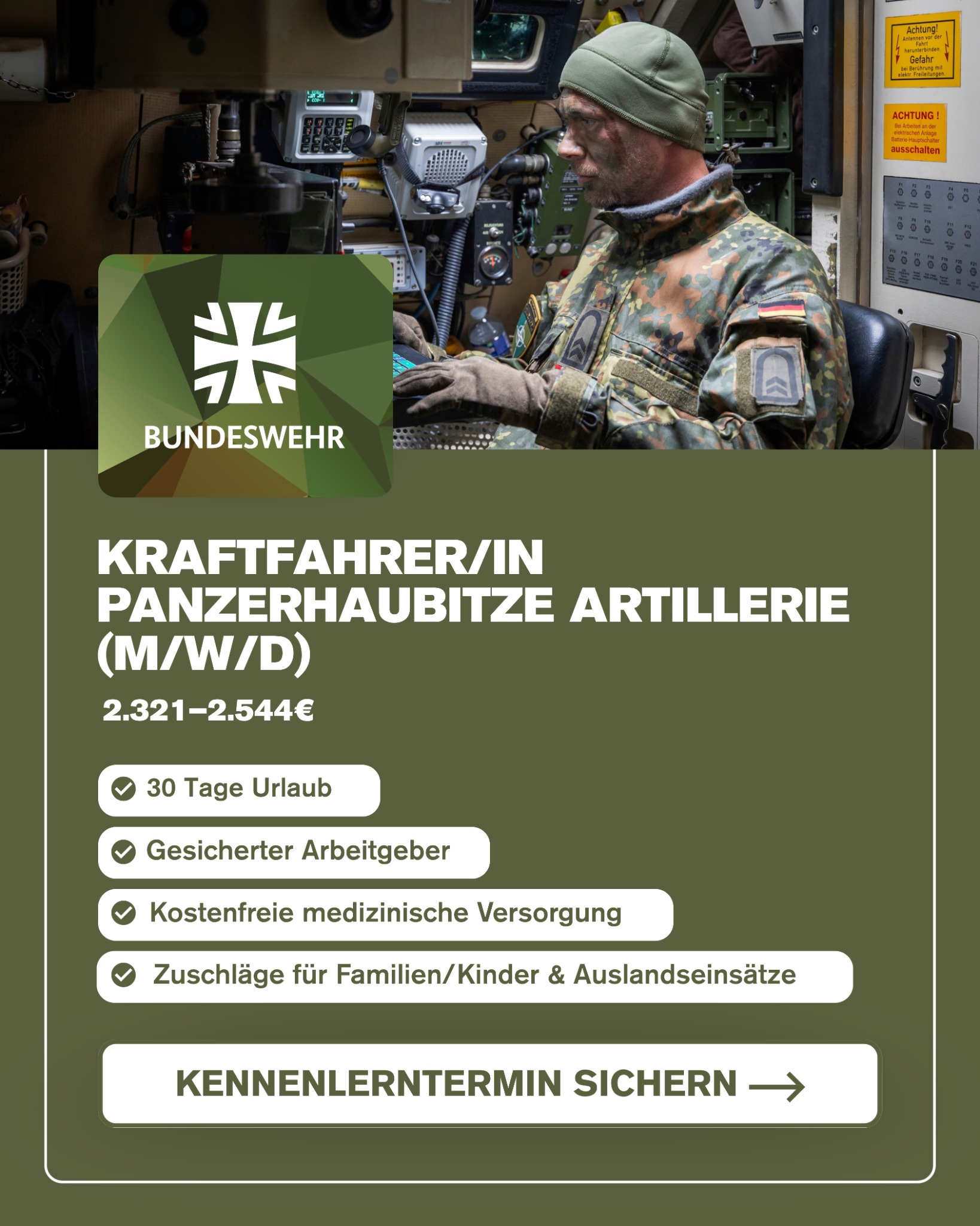 Simplejobs Facebook ad: Sicherer Job: 2.321-2.544 € netto