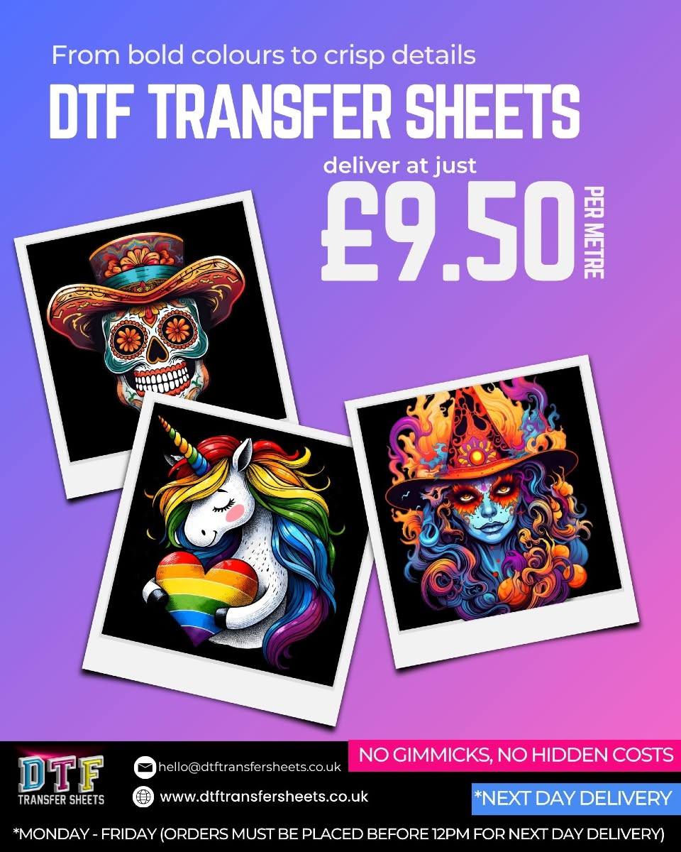 DTF Transfer Sheets Facebook ad: Home Page