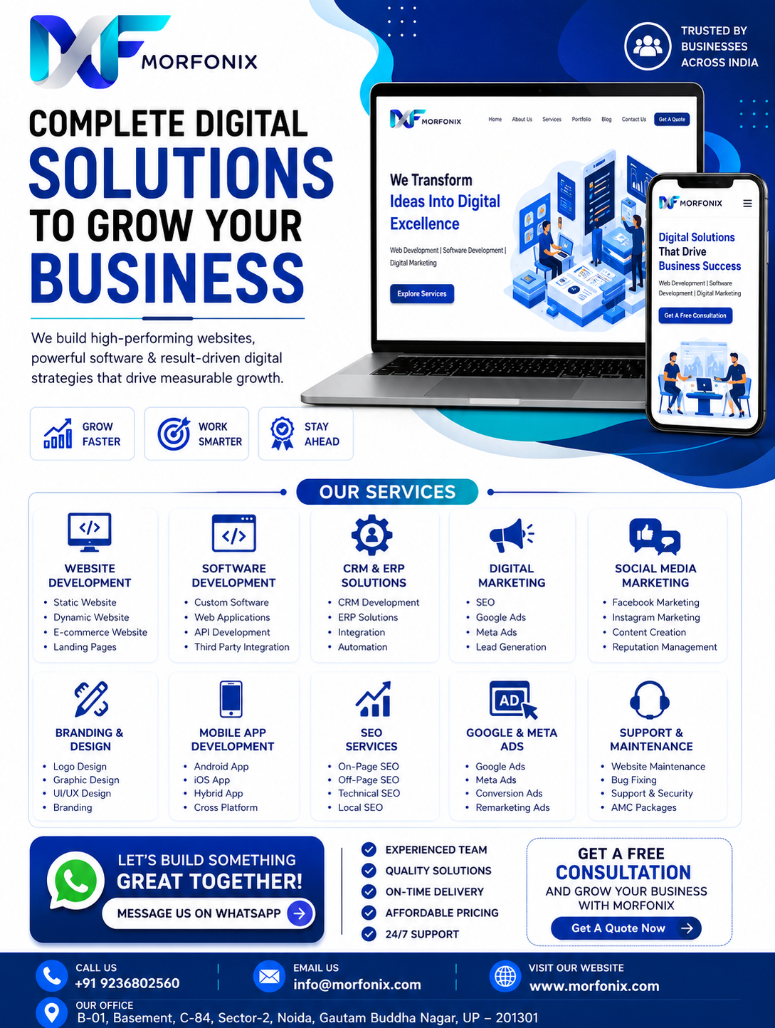 Morfonix Softwares Facebook ad: Get Premium Website & Digital Growth Solution