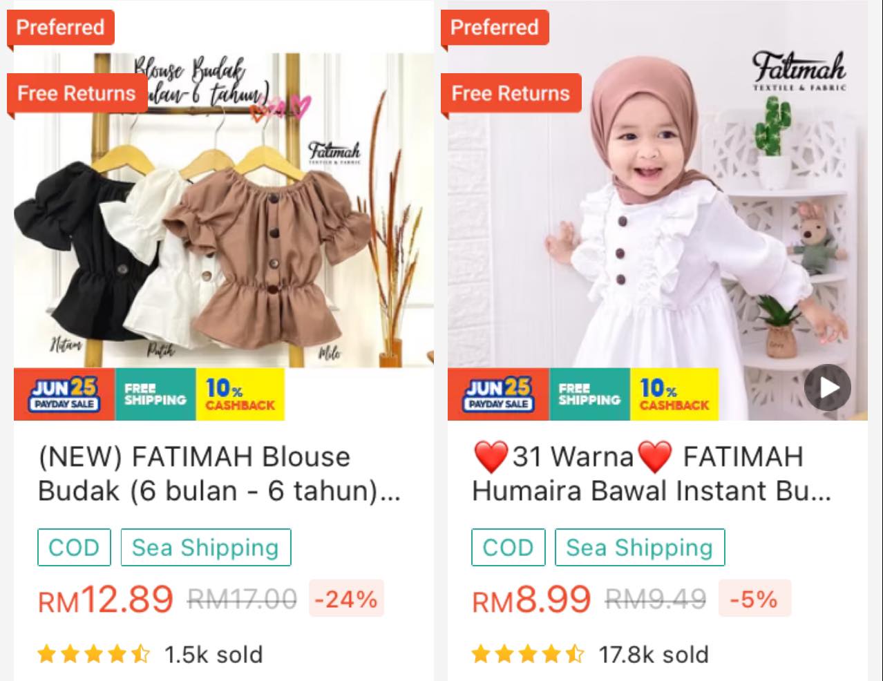 Fatimah Textile & Fabric Facebook ad: TUDUNG ANAK MURAH