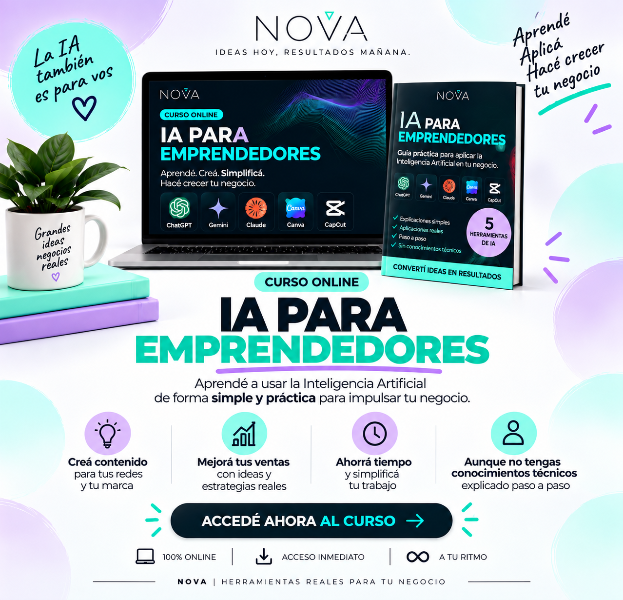 NOVA Digital Academy Facebook ad: Usá la IA para hacer crecer tu negocio