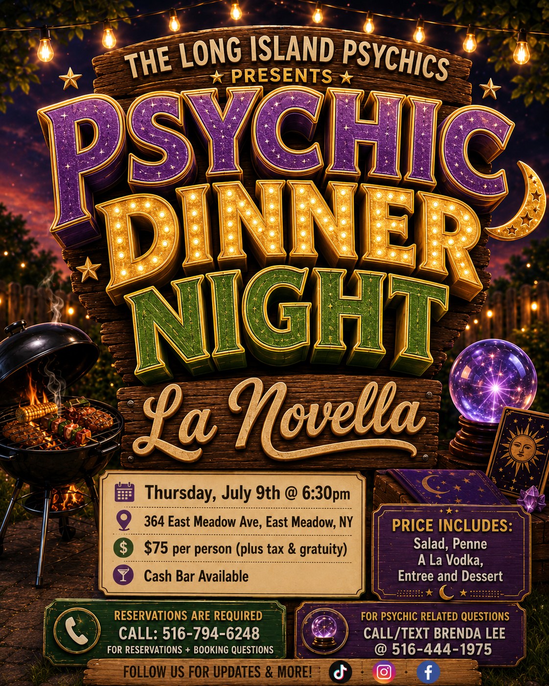 Brenda Lee & The Long Island Psychics Facebook ad: Psychic Dinner Night At La Novella