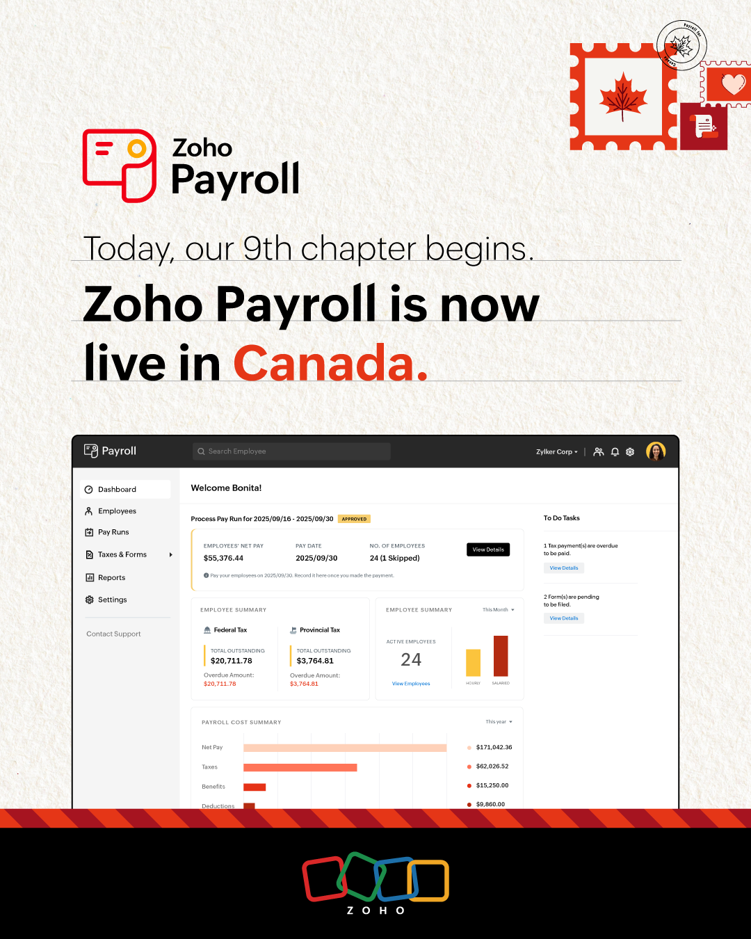 Zoho Payroll Facebook ad