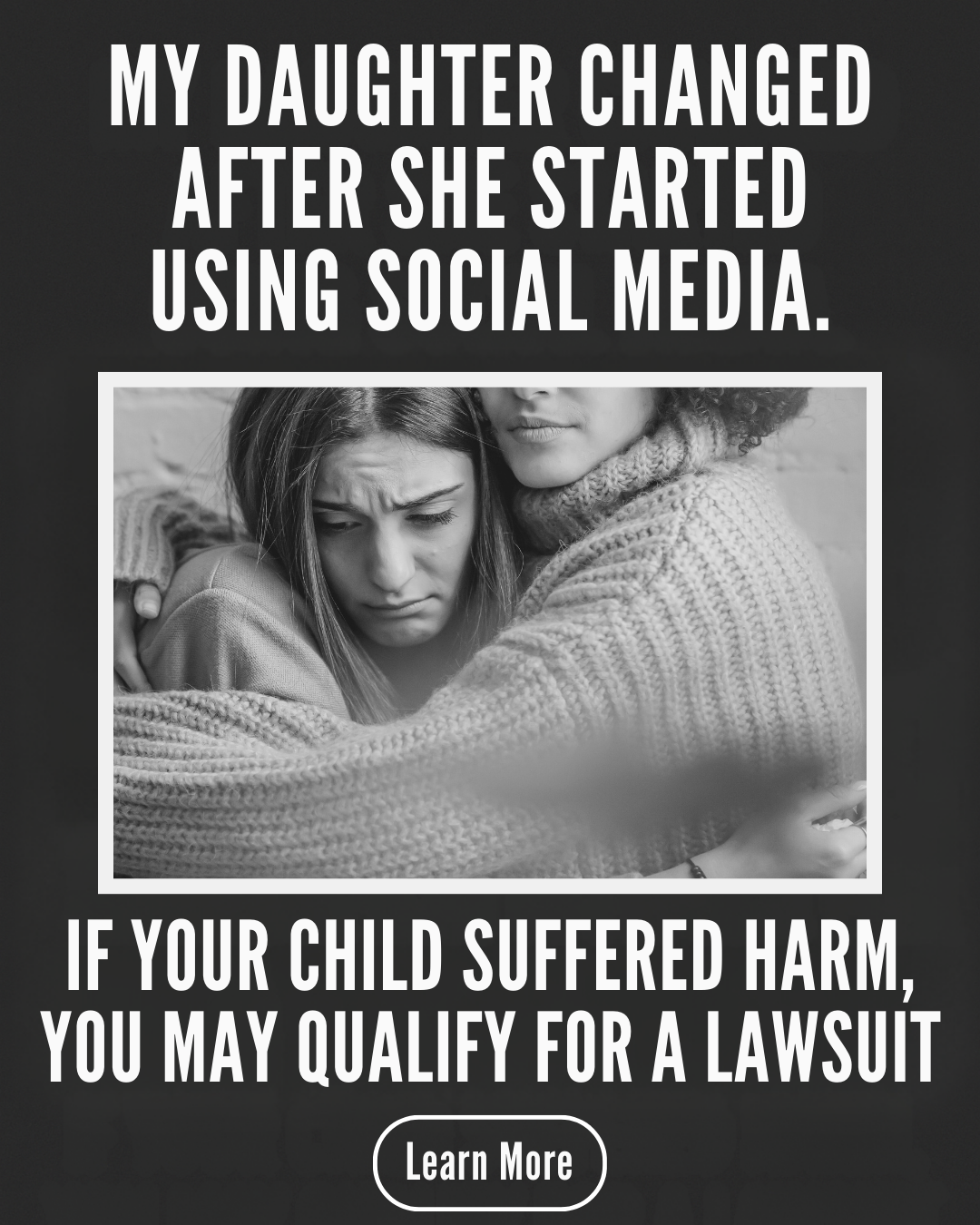Social Media Victims Law Center Facebook ad: Seek Justice Now