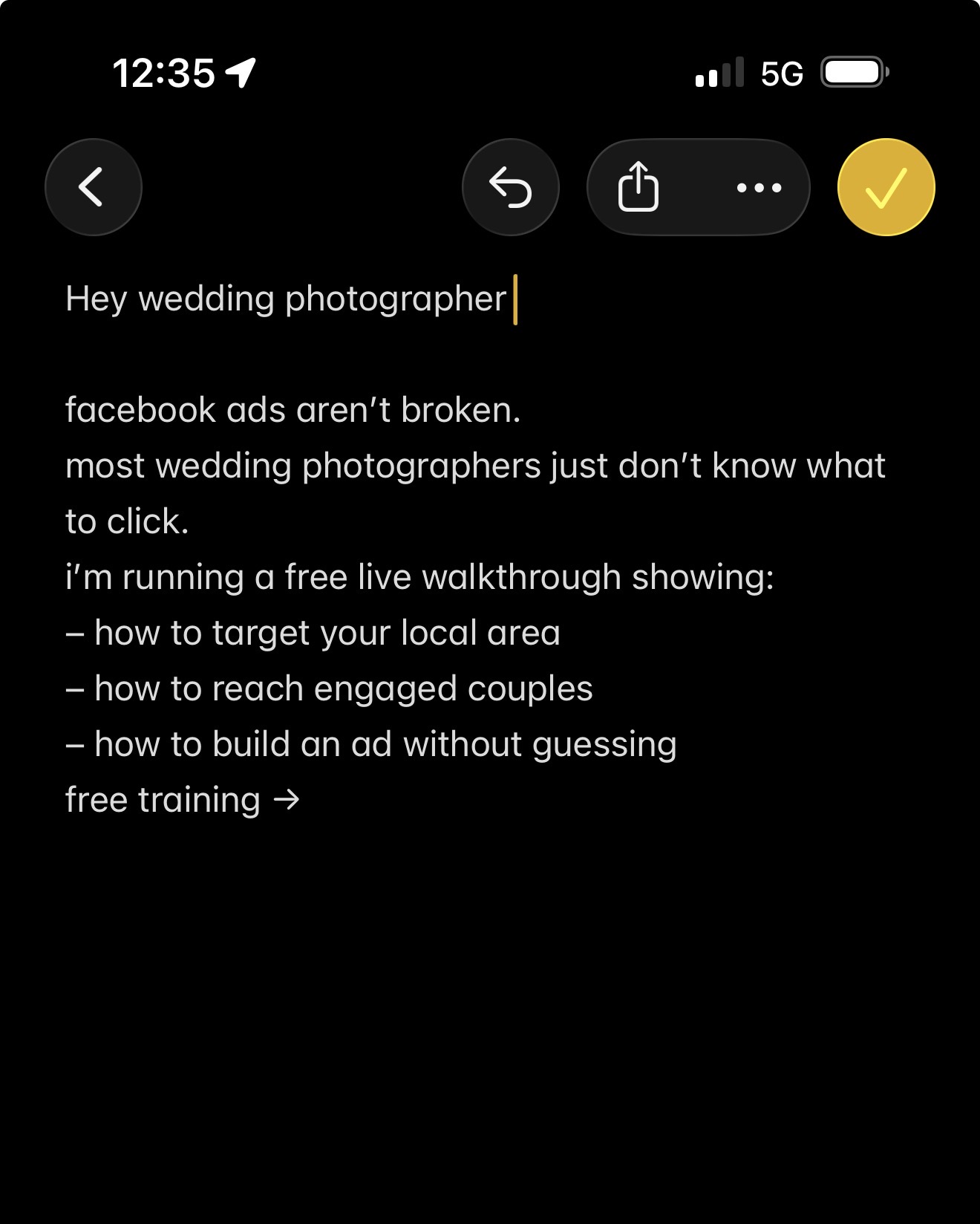 Josh Huggett Facebook ad: Facebook Ads for Wedding Photographers (Free Training)