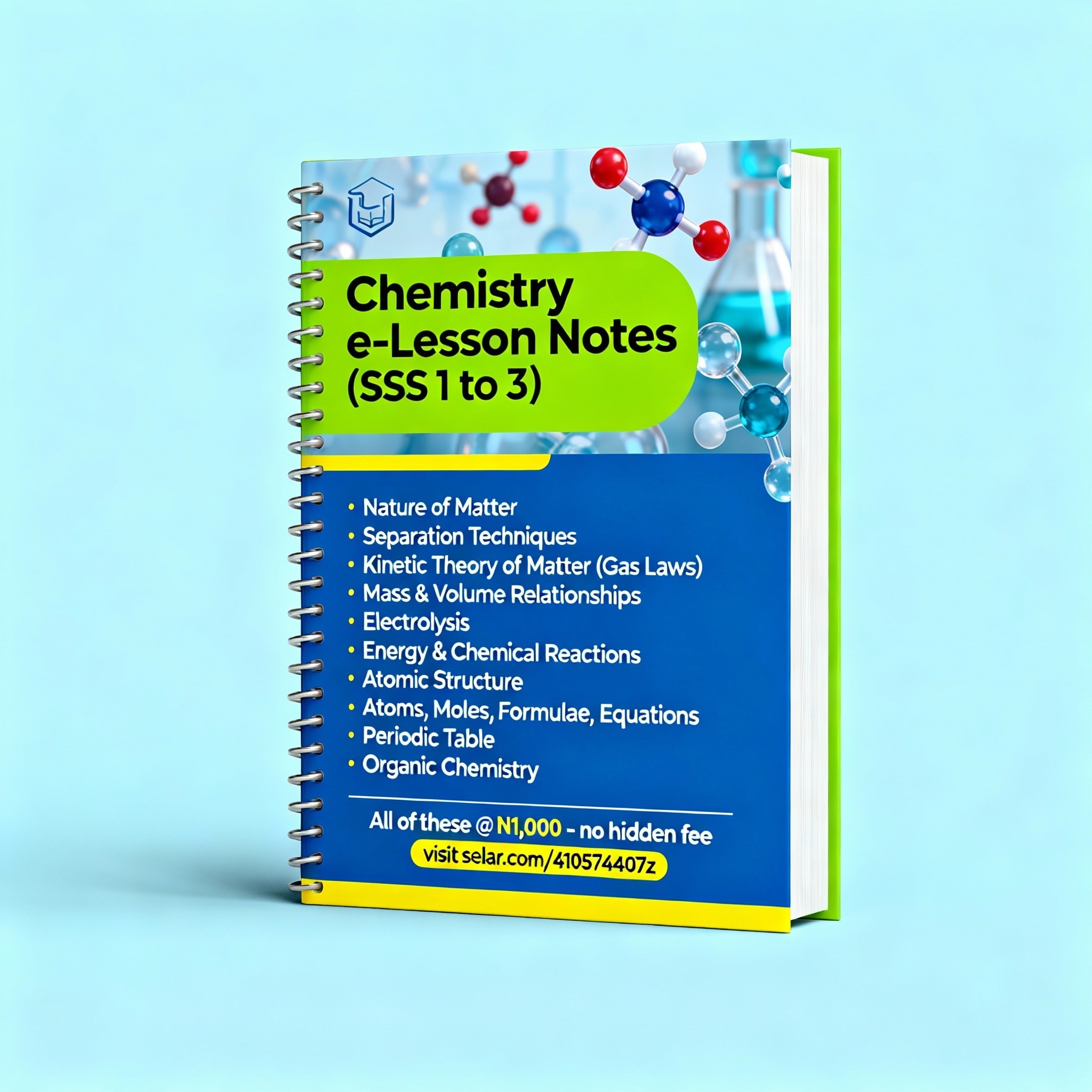 Shop for Quality Facebook ad: Complete Chemistry e-Lesson Notes (SSS 1 to 3)