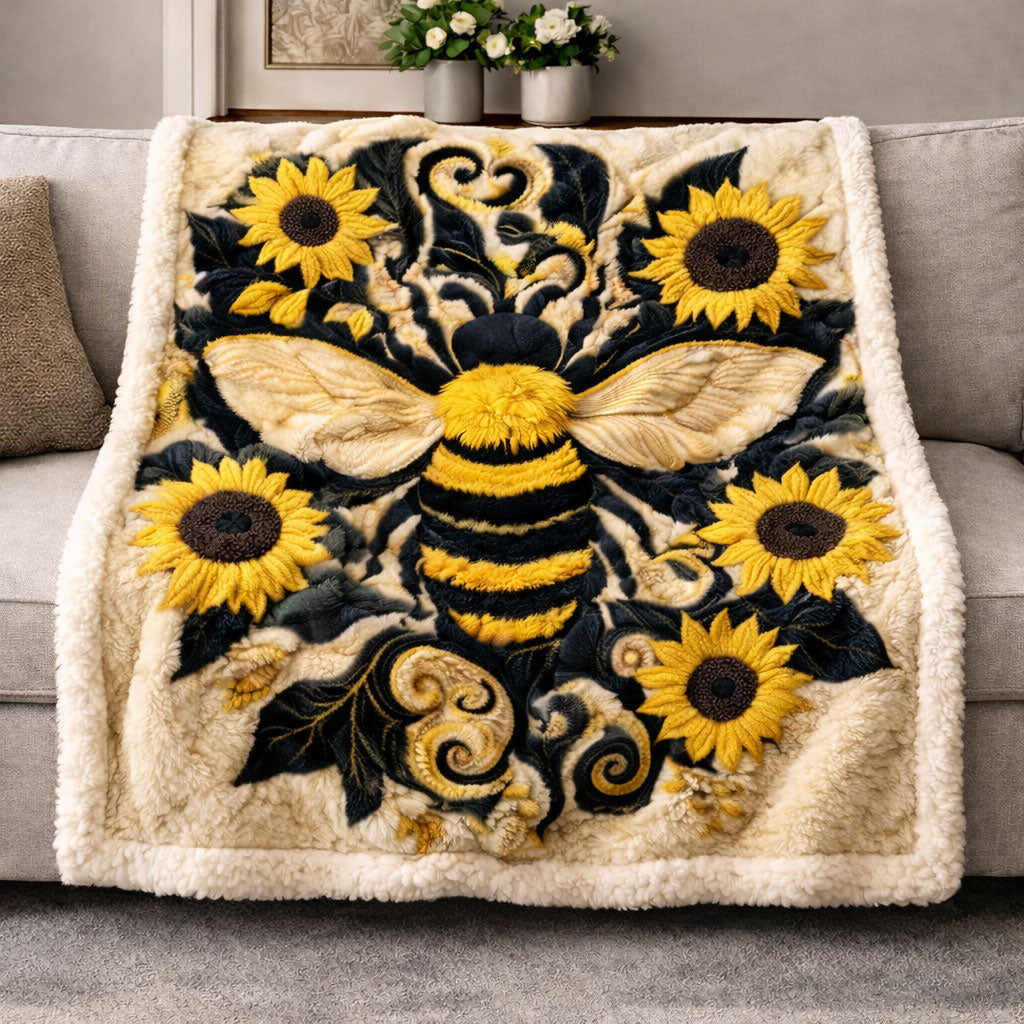 Kornae Facebook ad: Sunflower Bee KL3001004CL Faux Fur Throw Blanket
