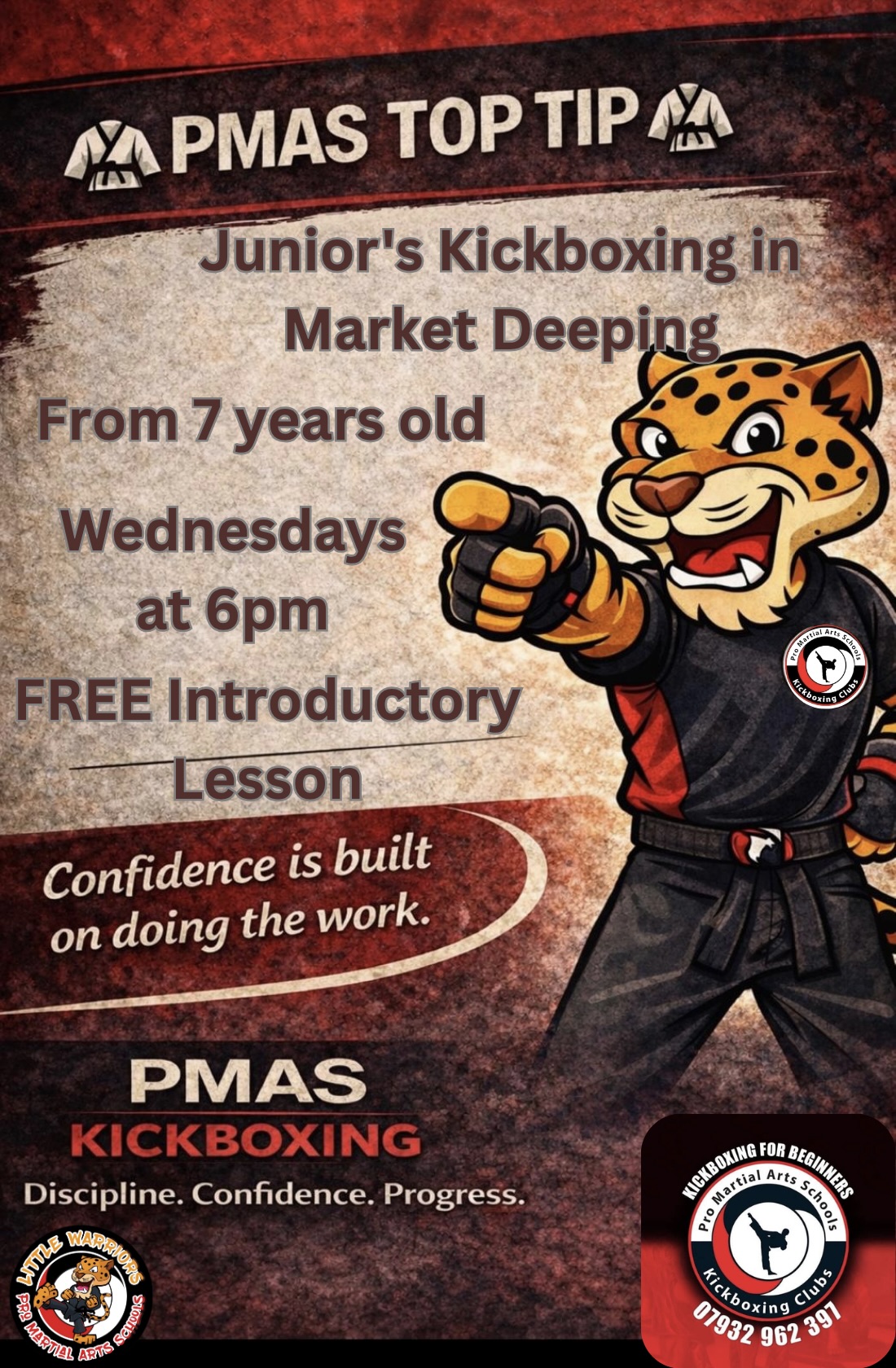 Pro Martial Arts Schools Market Deeping Facebook ad: FREE 1st Lesson, Discounted Uniform & Licence Pack