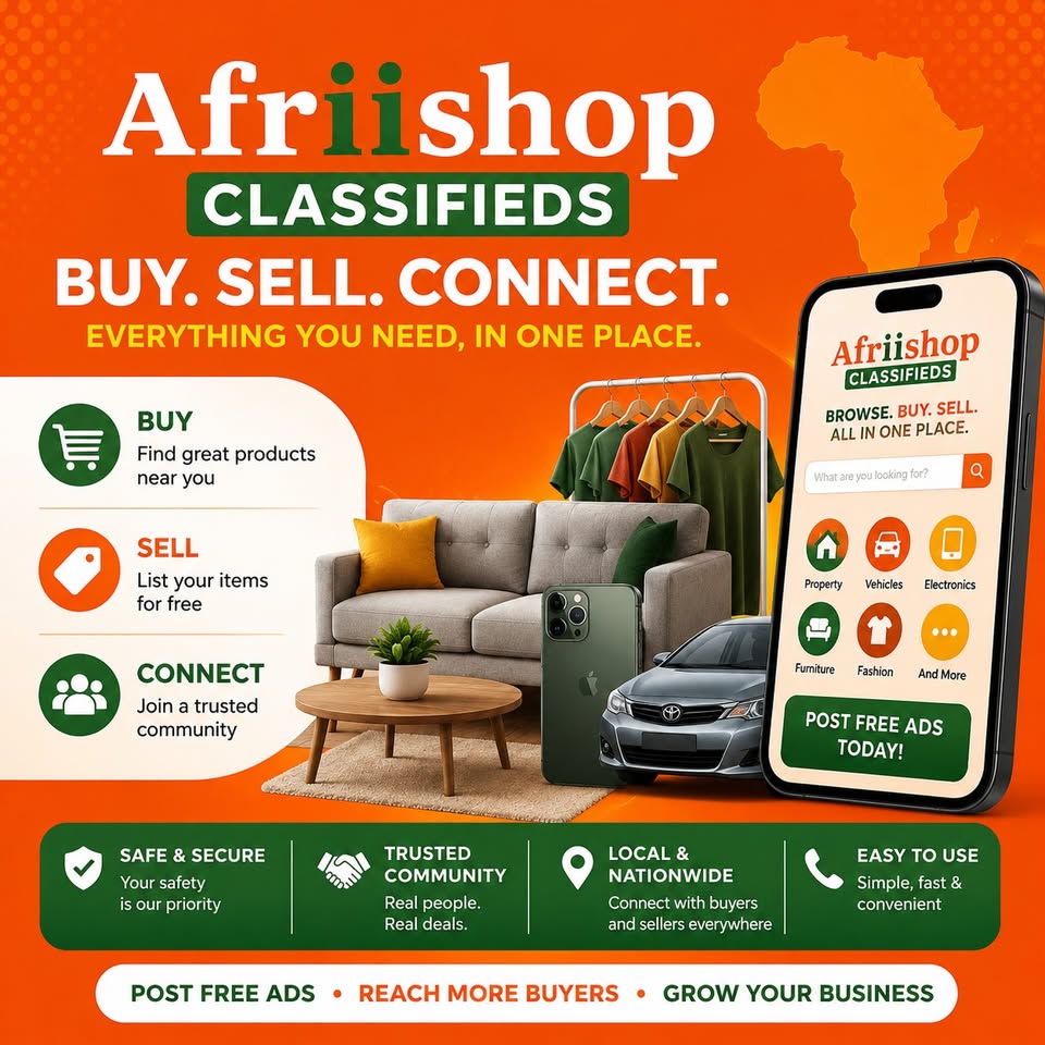 Afriishop Classifieds Facebook ad: Afriishop Classifieds, Buy, Sell & Discover with Ease!