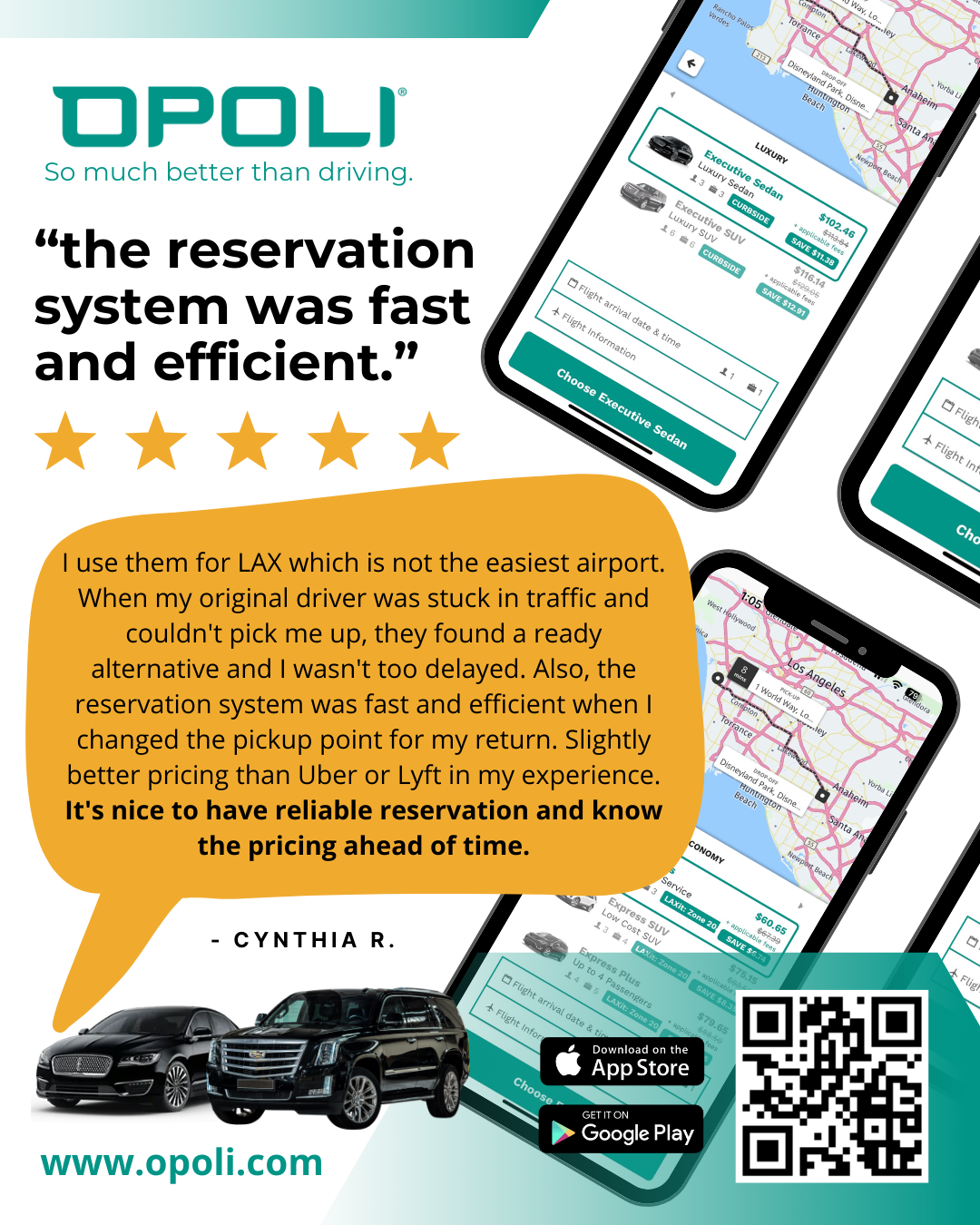 Opoli Facebook ad: Fast. Efficient. Trusted Airport Rides.