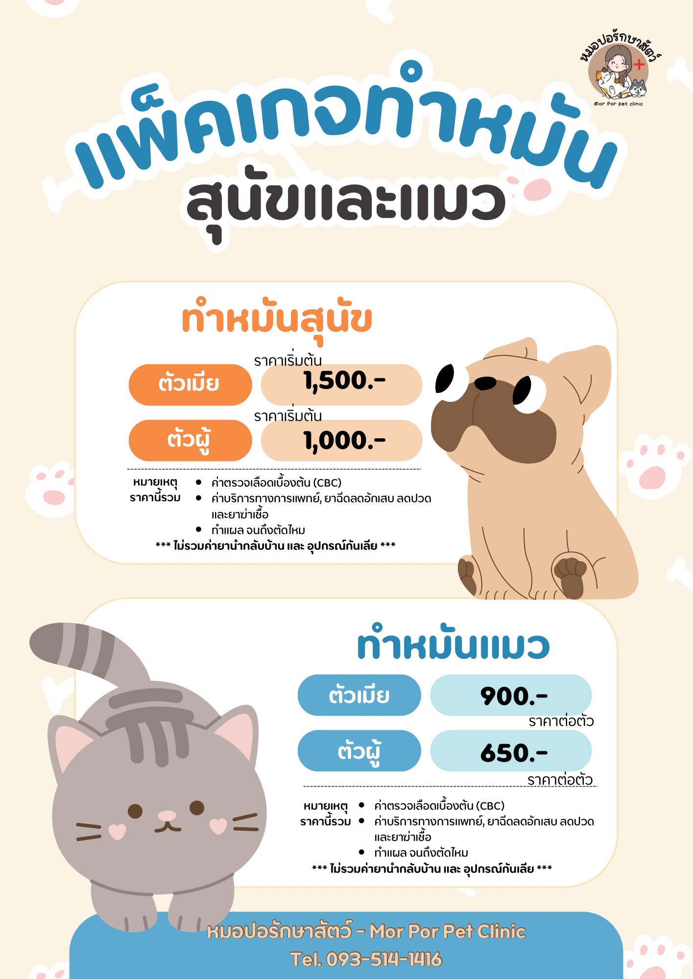 หมอปอรักษาสัตว์ - Mor Por pet clinic Facebook ad: หมดปัญหาน้องติดสัด หนีเที่ยว ร้องทั้งคืน