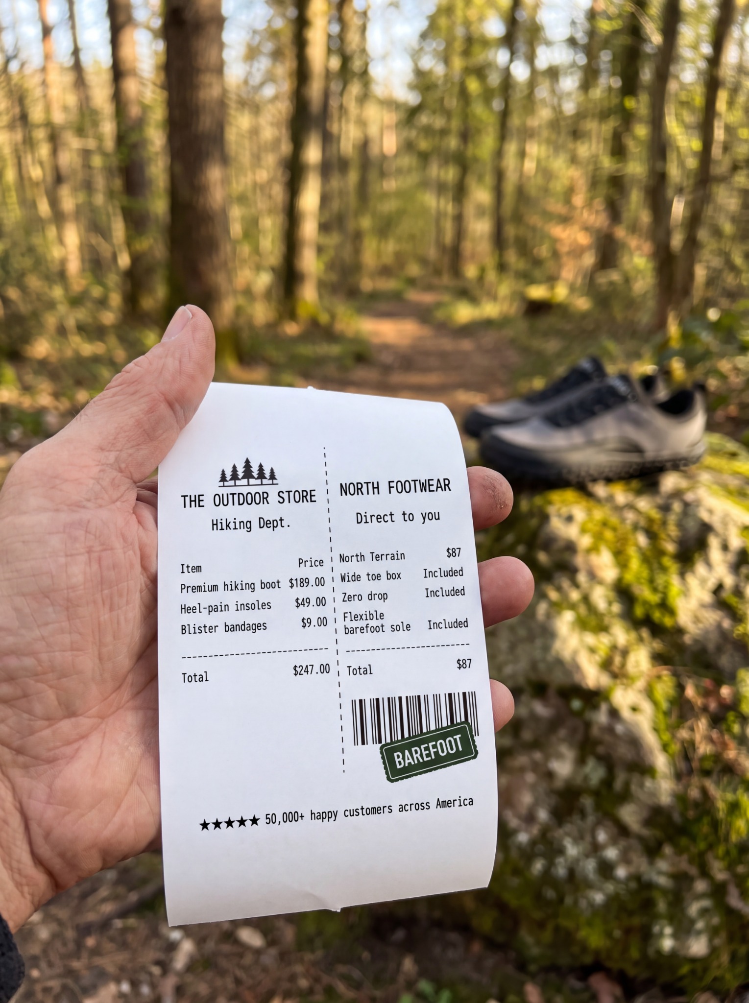 North Footwear Facebook ad: The boot causes the blisters. The insoles treat the boot…