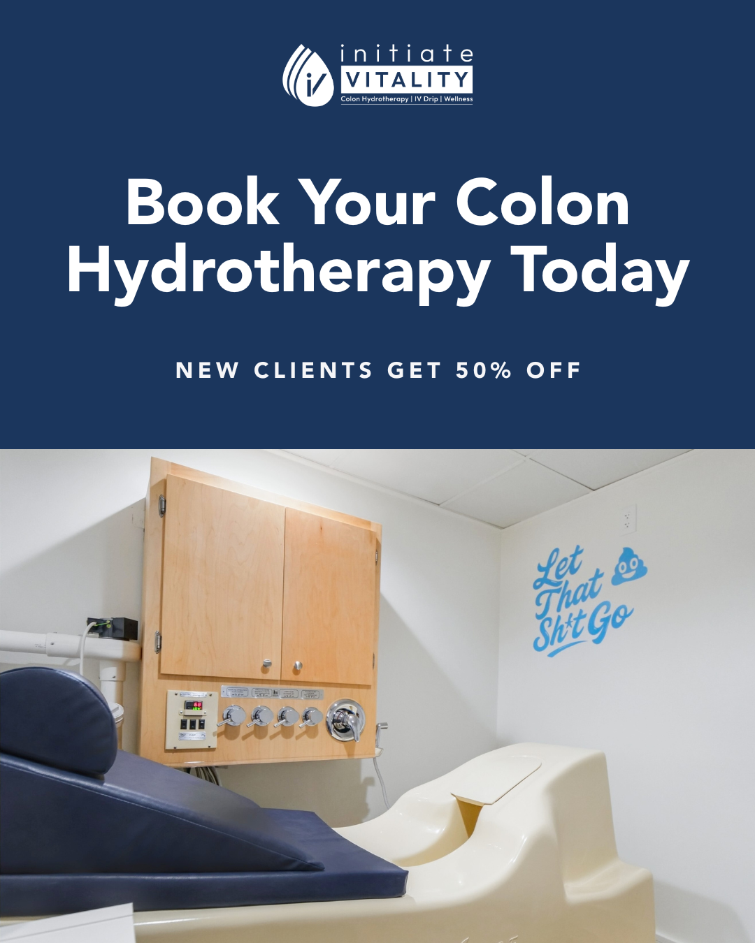Initiate Vitality Facebook ad: First Colonics Session 50% Off