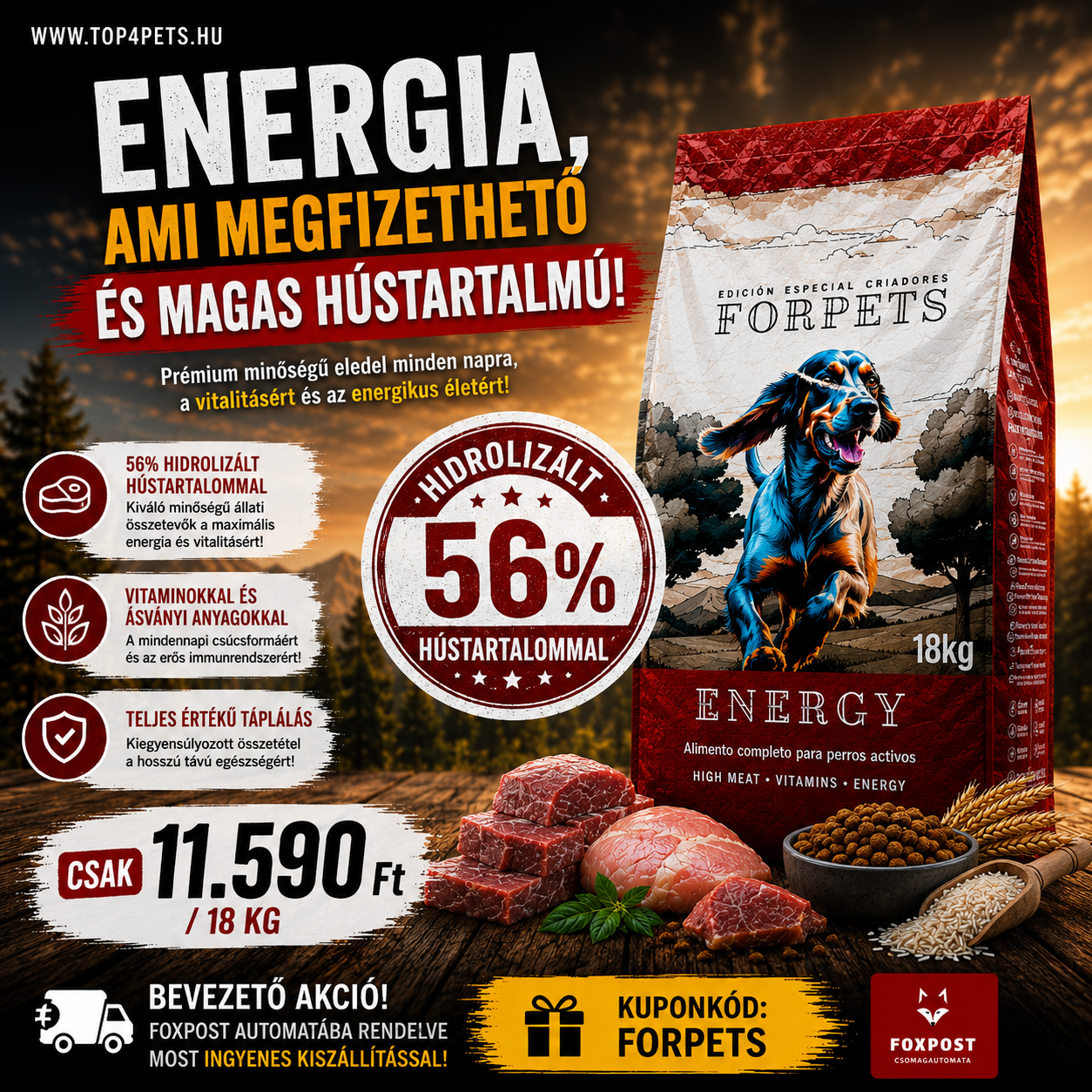 TOP4Pets - Állateledel webáruház Facebook ad: .csak 11.590 Ft/18 kg