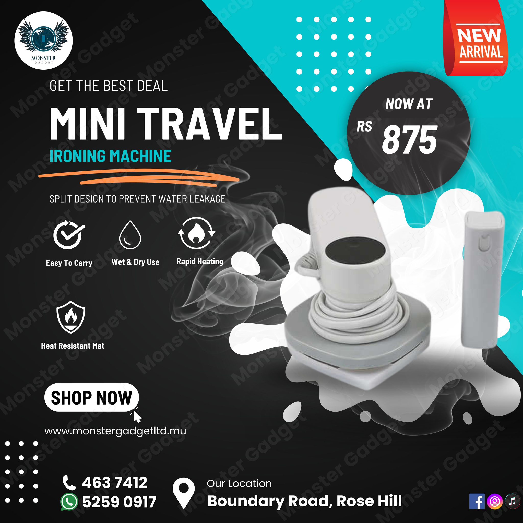 Monster Gadget Ltd Mauritius Facebook ad from Feb 4, 2026