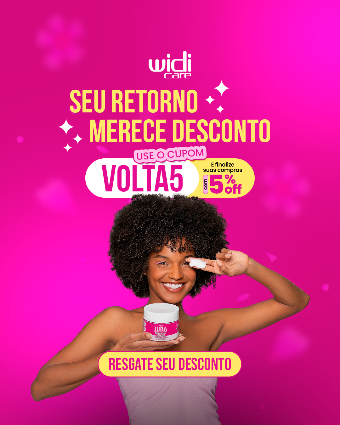 Widi Care Facebook ad: Cupom VOLTA5