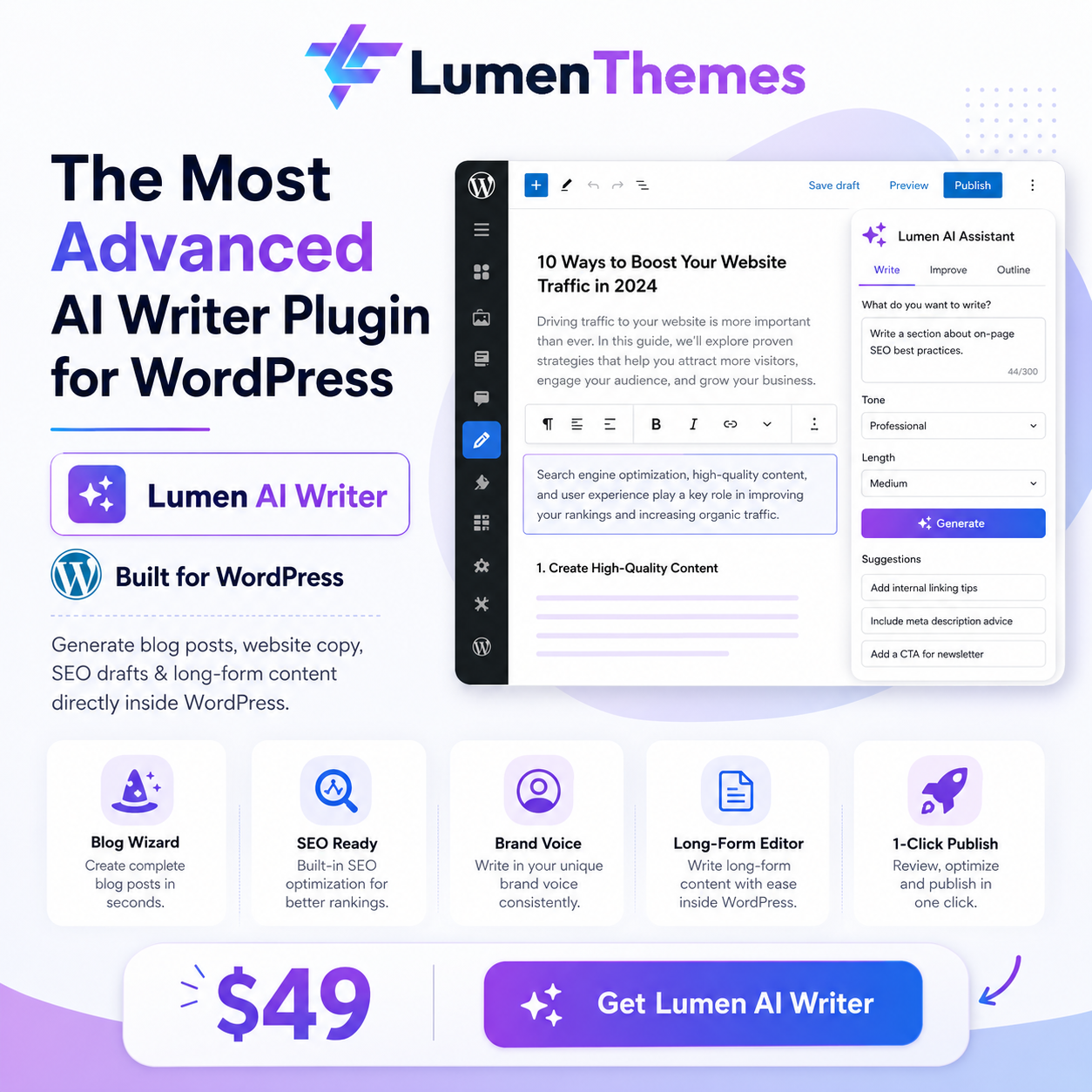 Lumenthemes Facebook ad: Replace Your $200/mo AI Stack