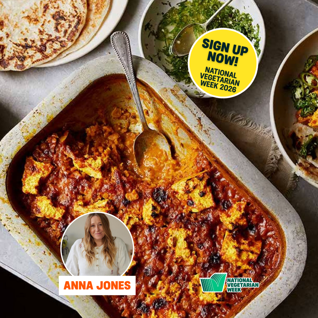 The Vegetarian Society Facebook ad: SIGN UP. GET FREE RECIPES. WIN.