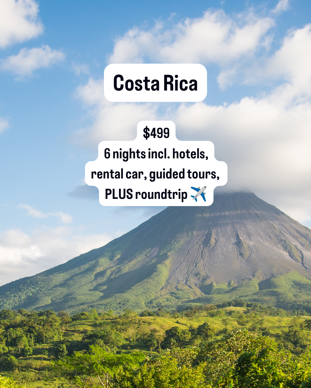 Travelzoo Facebook ad: Costa Rica: 6 nights w/flights, $499