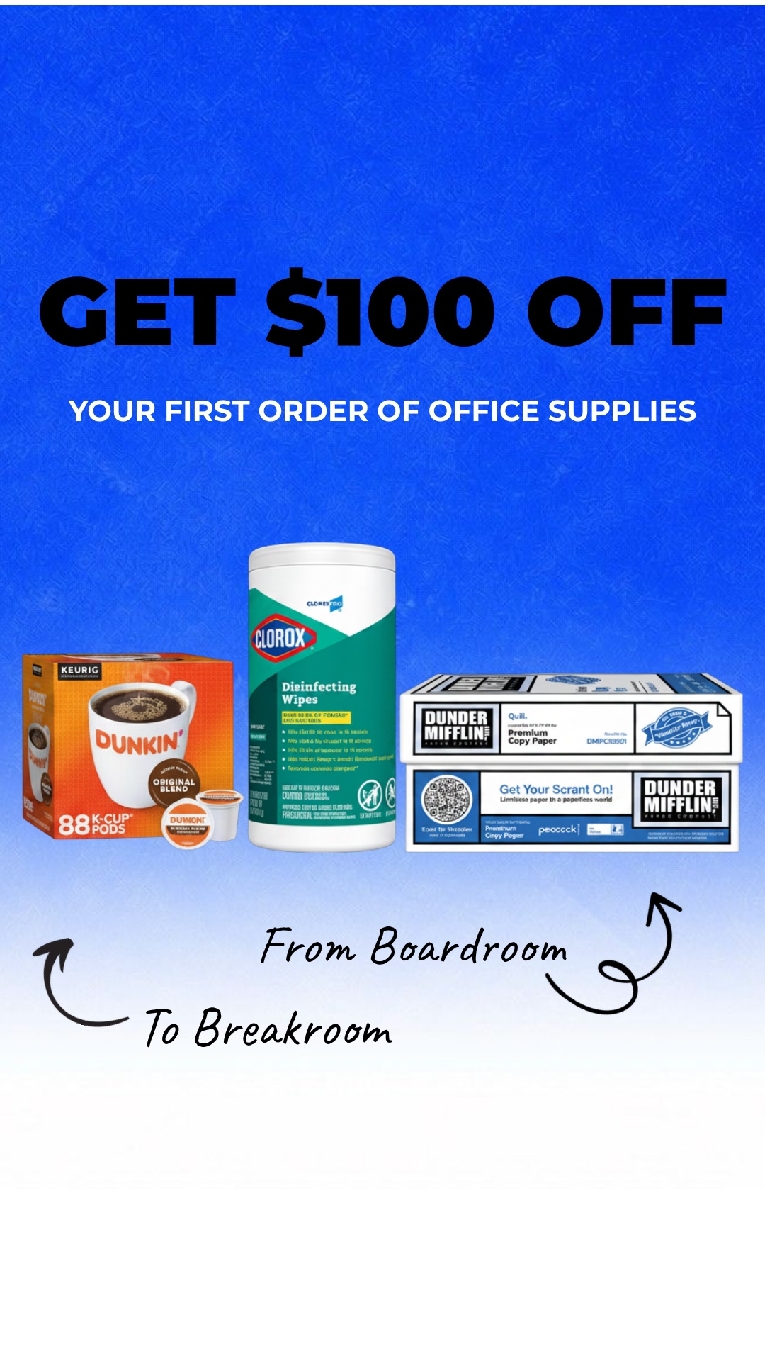 Quill Facebook ad: Sign up on Quill to get $100 off your first order