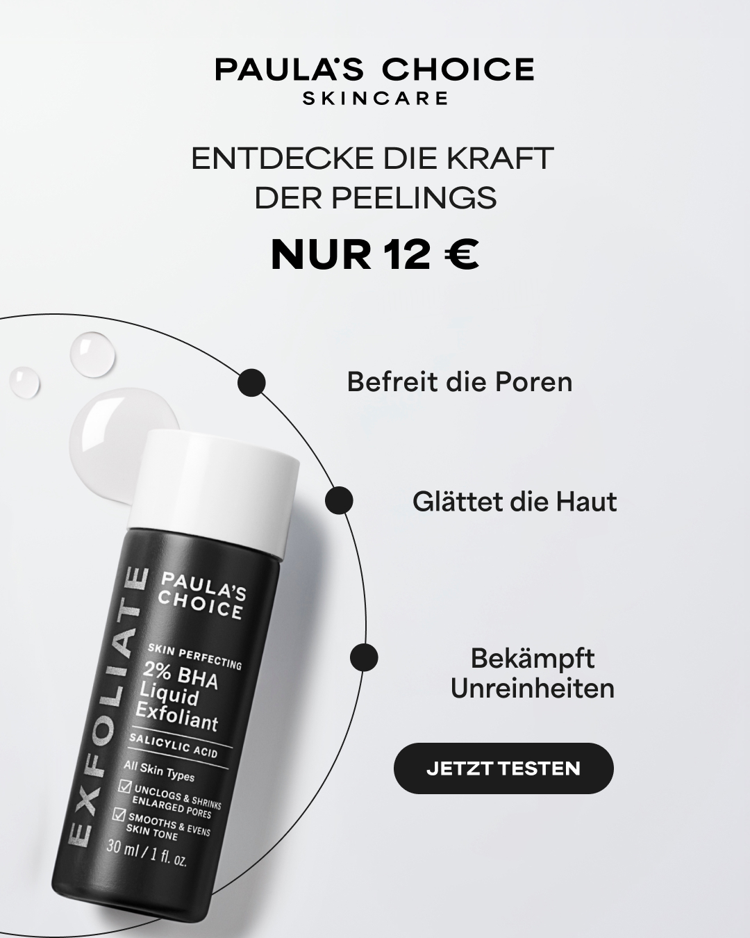 Paula's Choice Facebook ad: Jetzt 12 € + gratis Versand