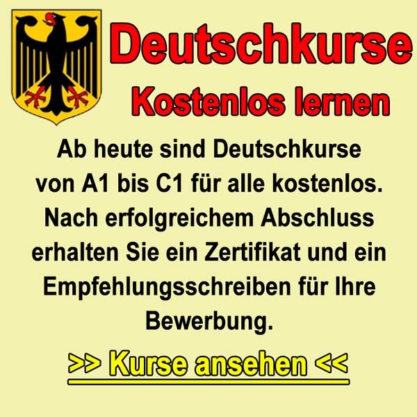 W'oopu Facebook ad: Lernen Sie Deutsch ganz einfach mit weiteren Online-Kursen.