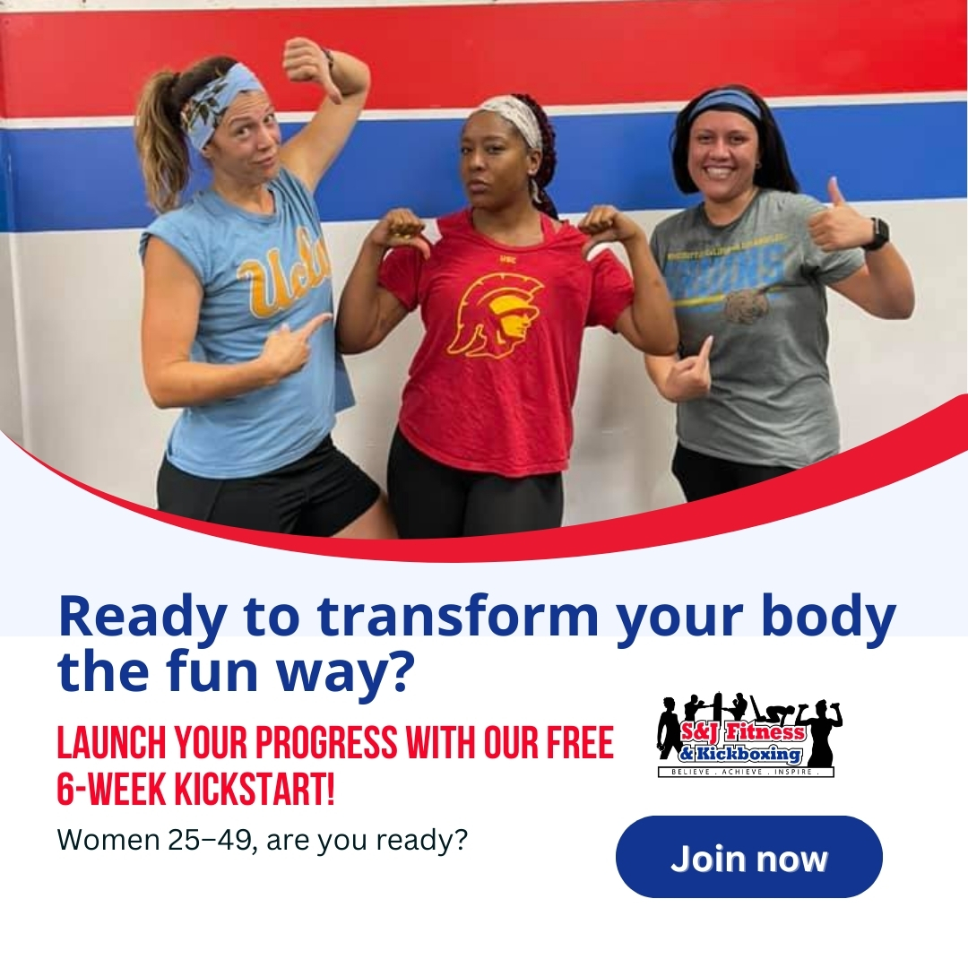 S&J Fitness and Kickboxing Facebook ad: Ready to Feel Amazing Again? FREE 6-Week Challenge Inside!