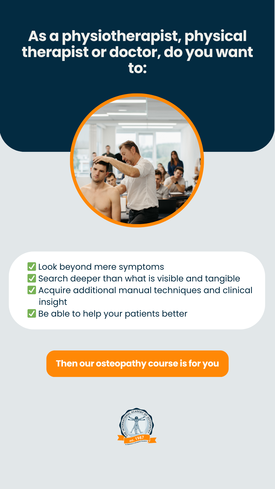 The International Academy of Osteopathy Facebook ad