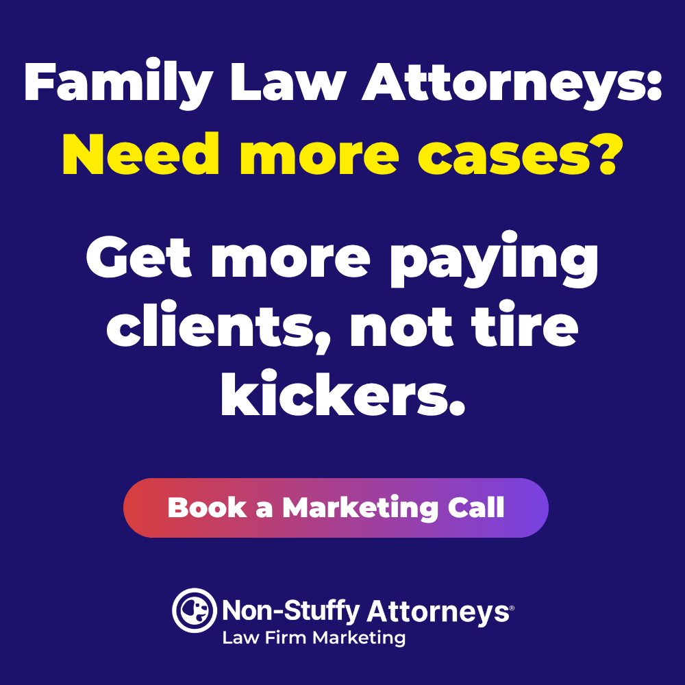 Non-Stuffy Attorneys Facebook ad: Are you spending money on low-quality leads that…