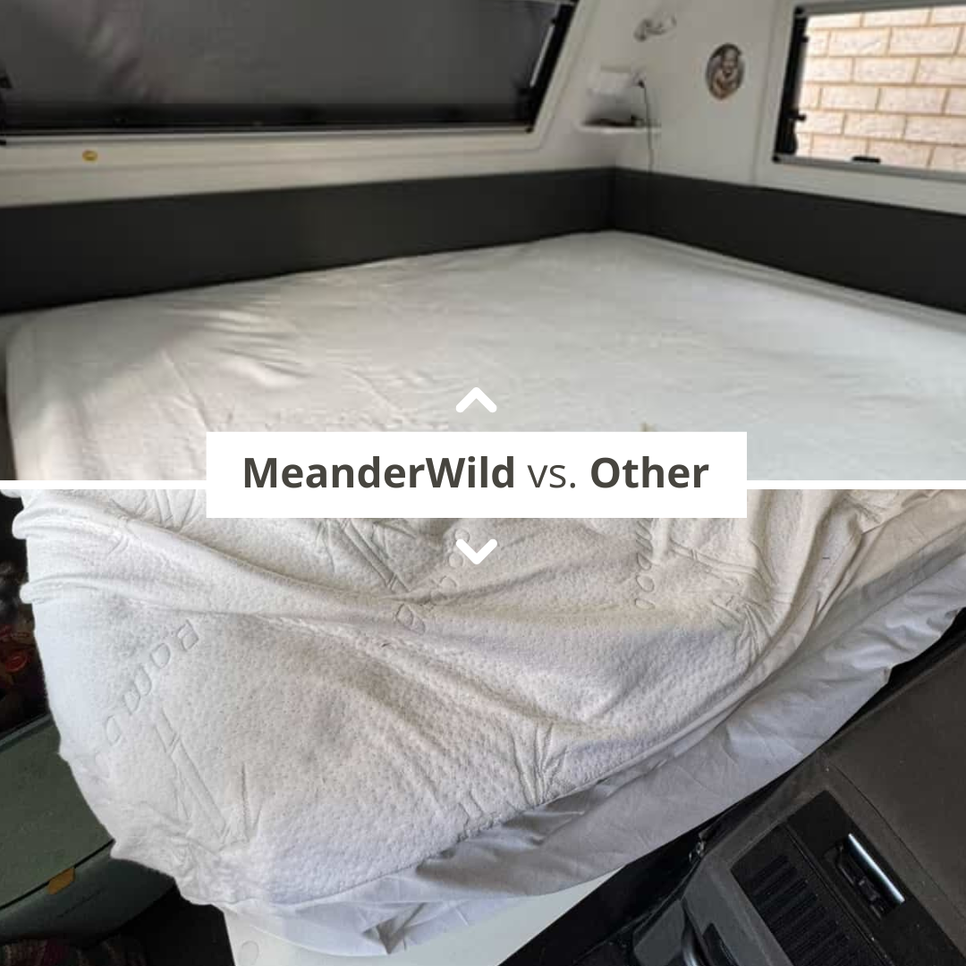 MeanderWild Facebook ad: MeanderWild Mattress Protectors, made for caravan beds…