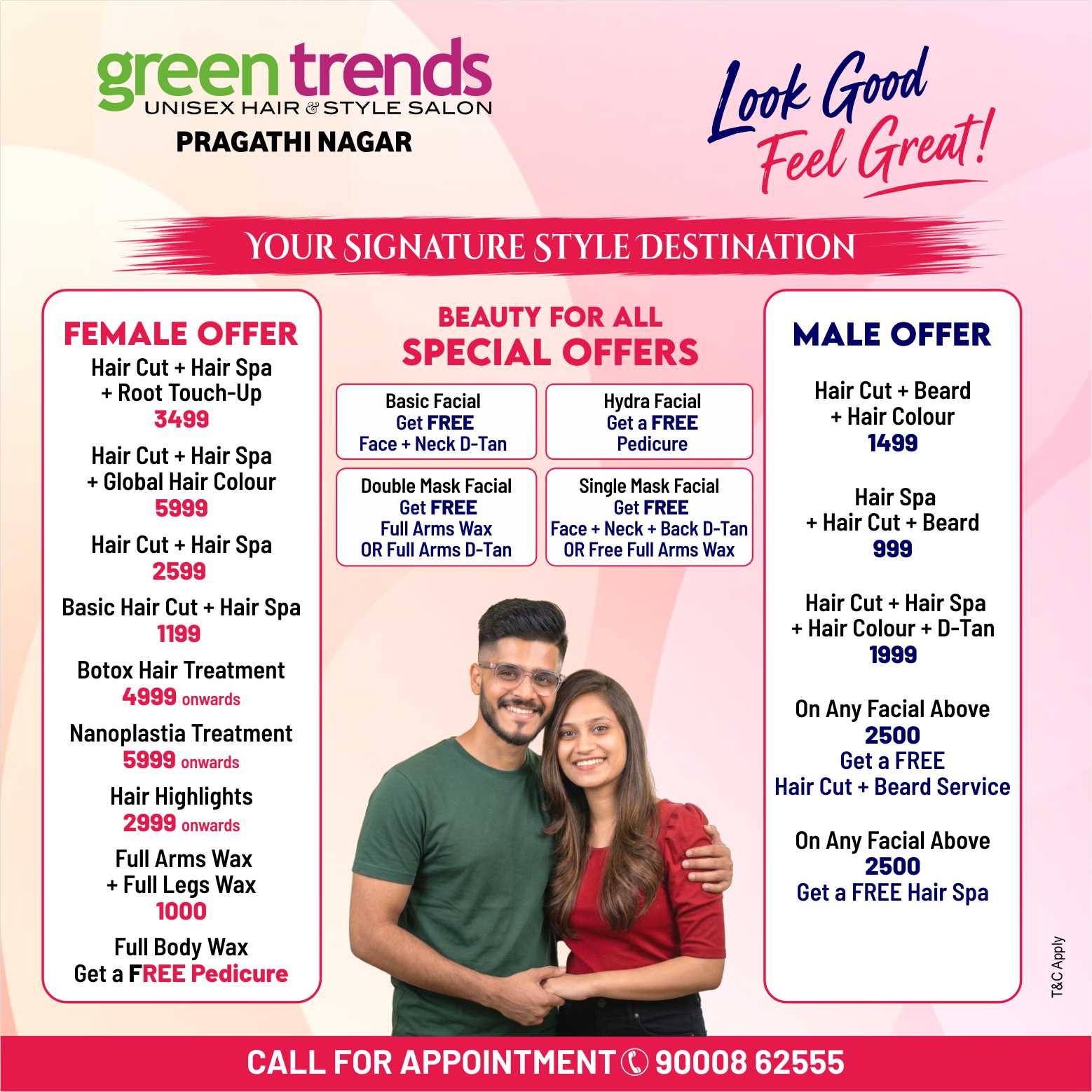 Green Trends Unisex Salon, Pragathi Nagar Facebook ad