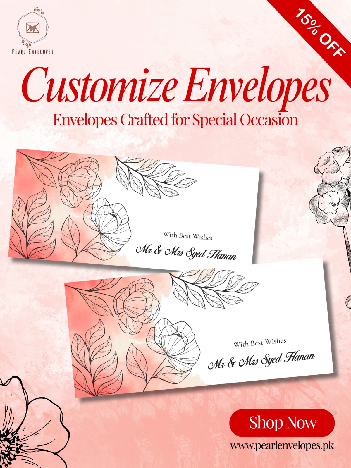 Pearl Envelopes Facebook ad: Personalized for Every Occasion
