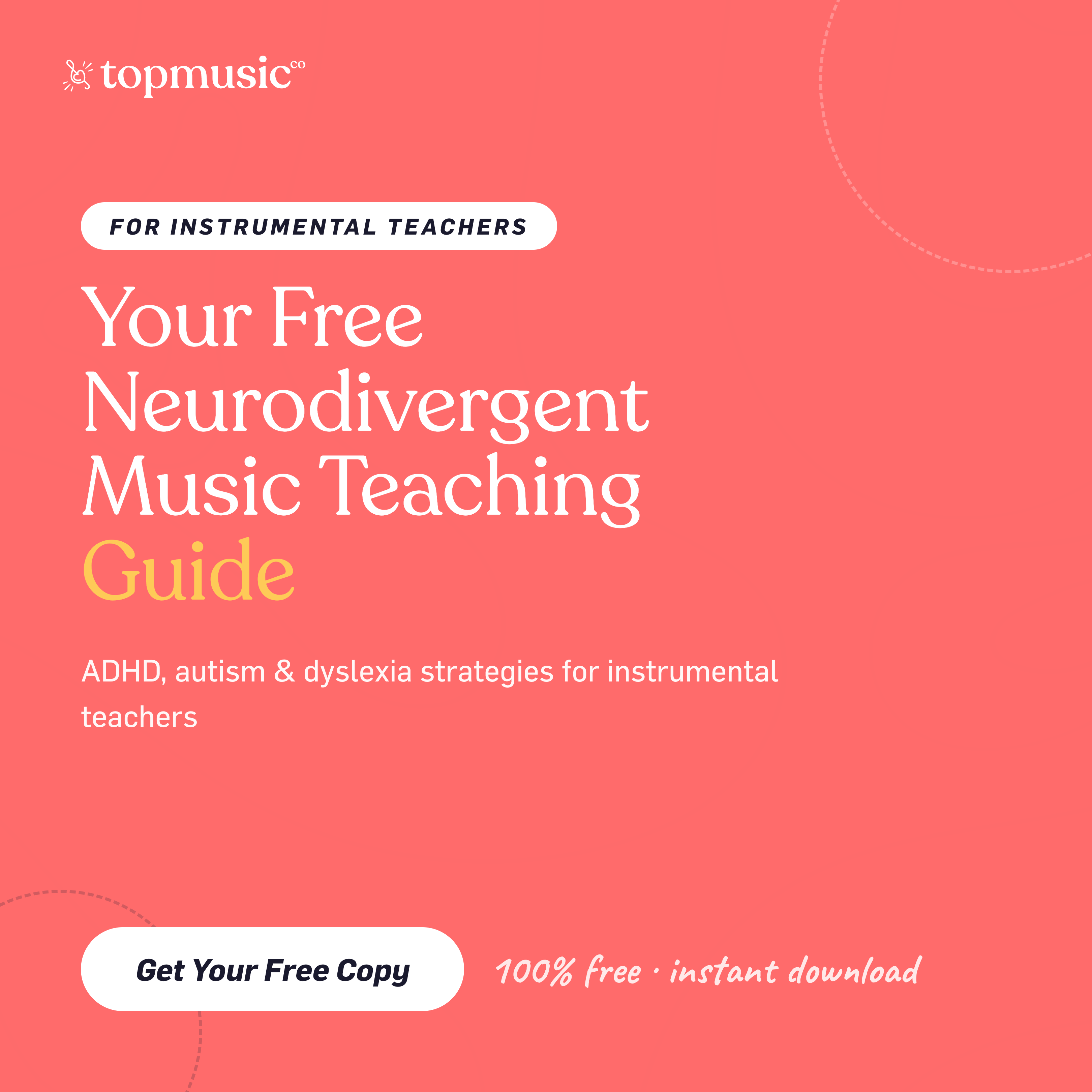 TopMusic Facebook ad: FREE Neurodivergent Music Teaching E-book