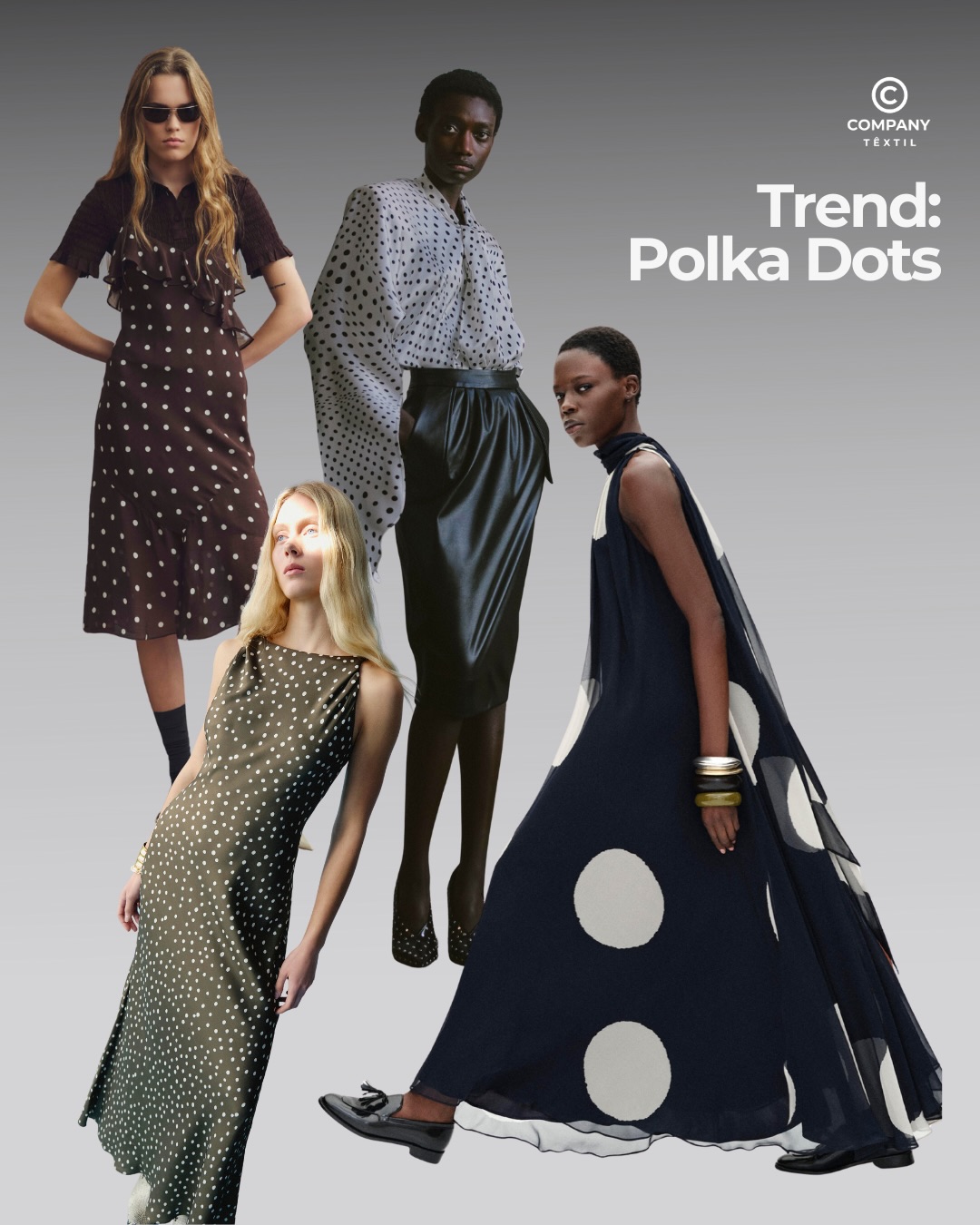 Company Têxtil Facebook ad: Polka Dots em alta!
