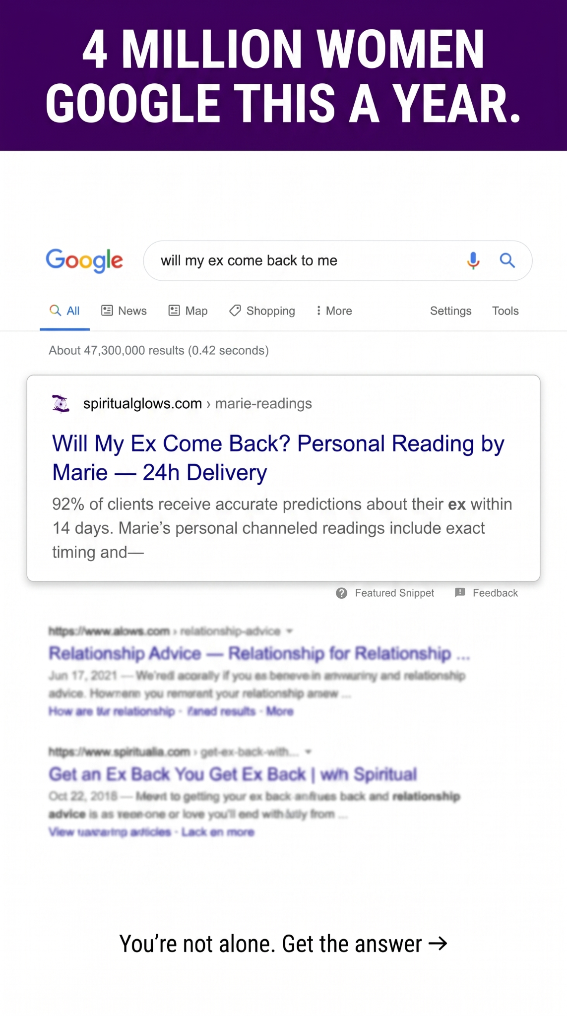 Try Psychic Marie Facebook ad