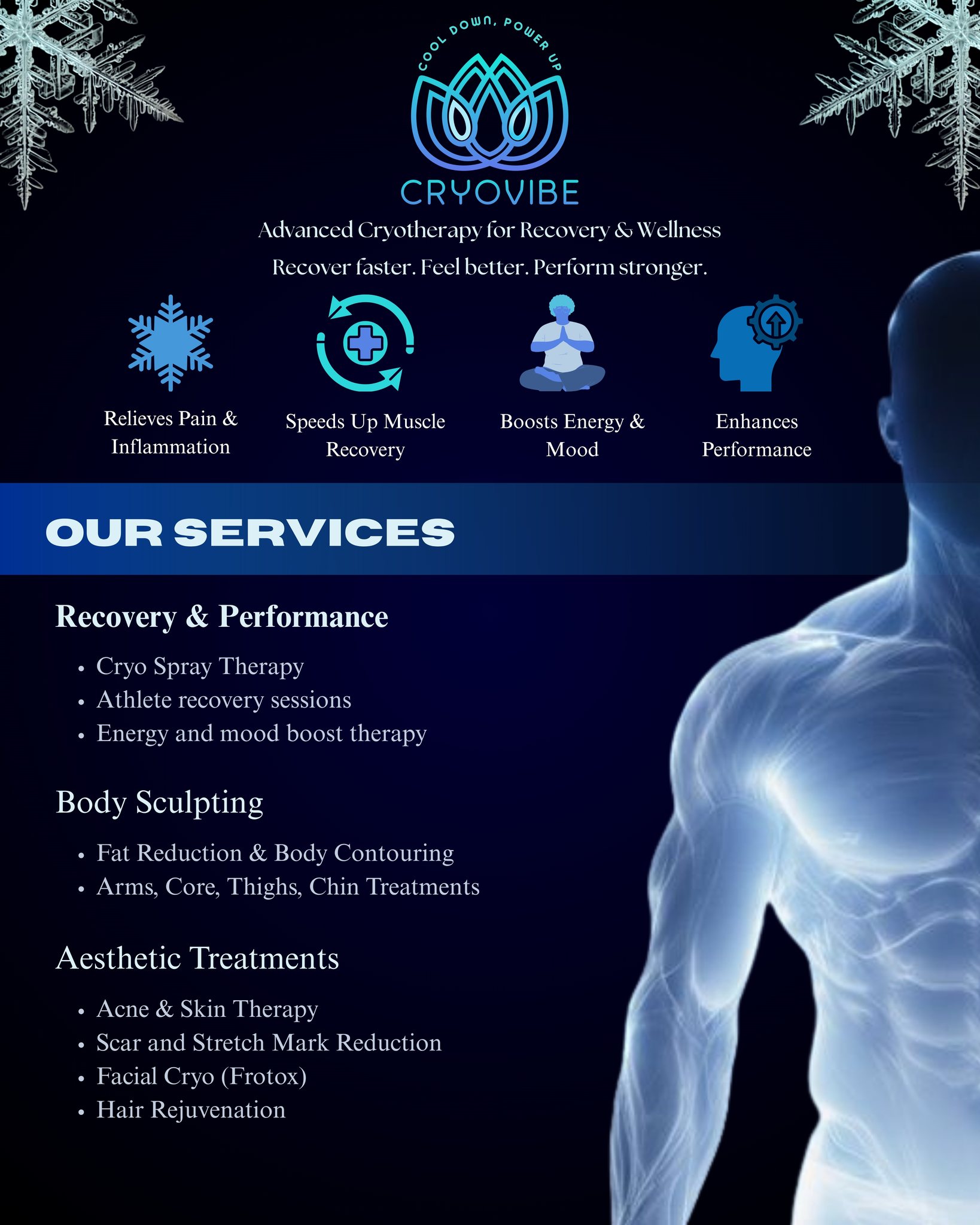 CryoVibe Wellness Facebook ad: YOUR RECOVERY. YOUR GLOW.