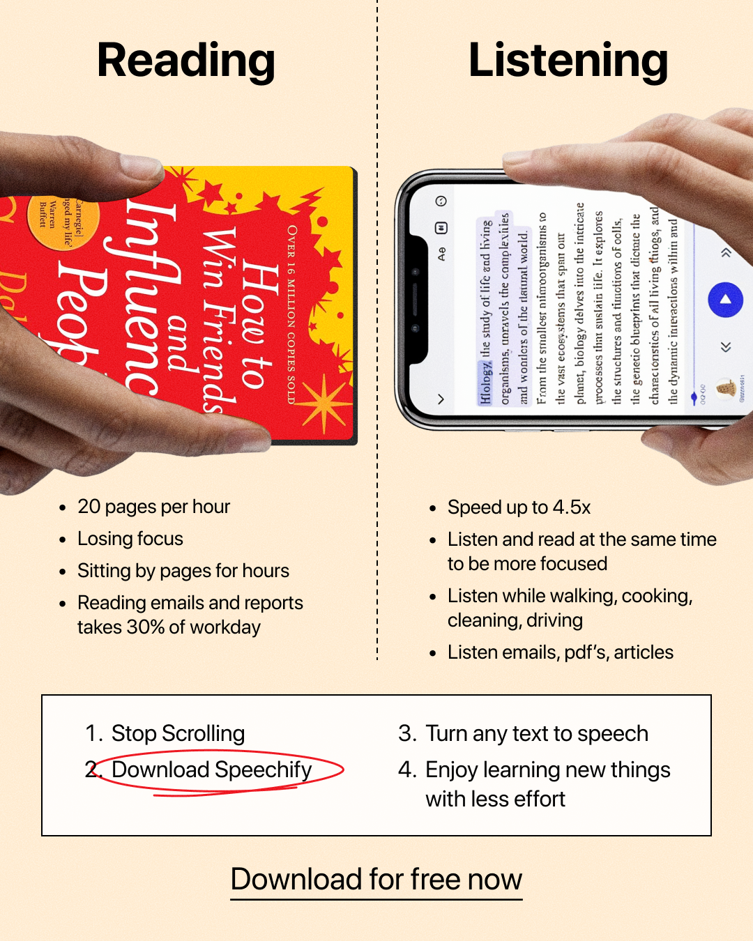 Speechify Facebook ad